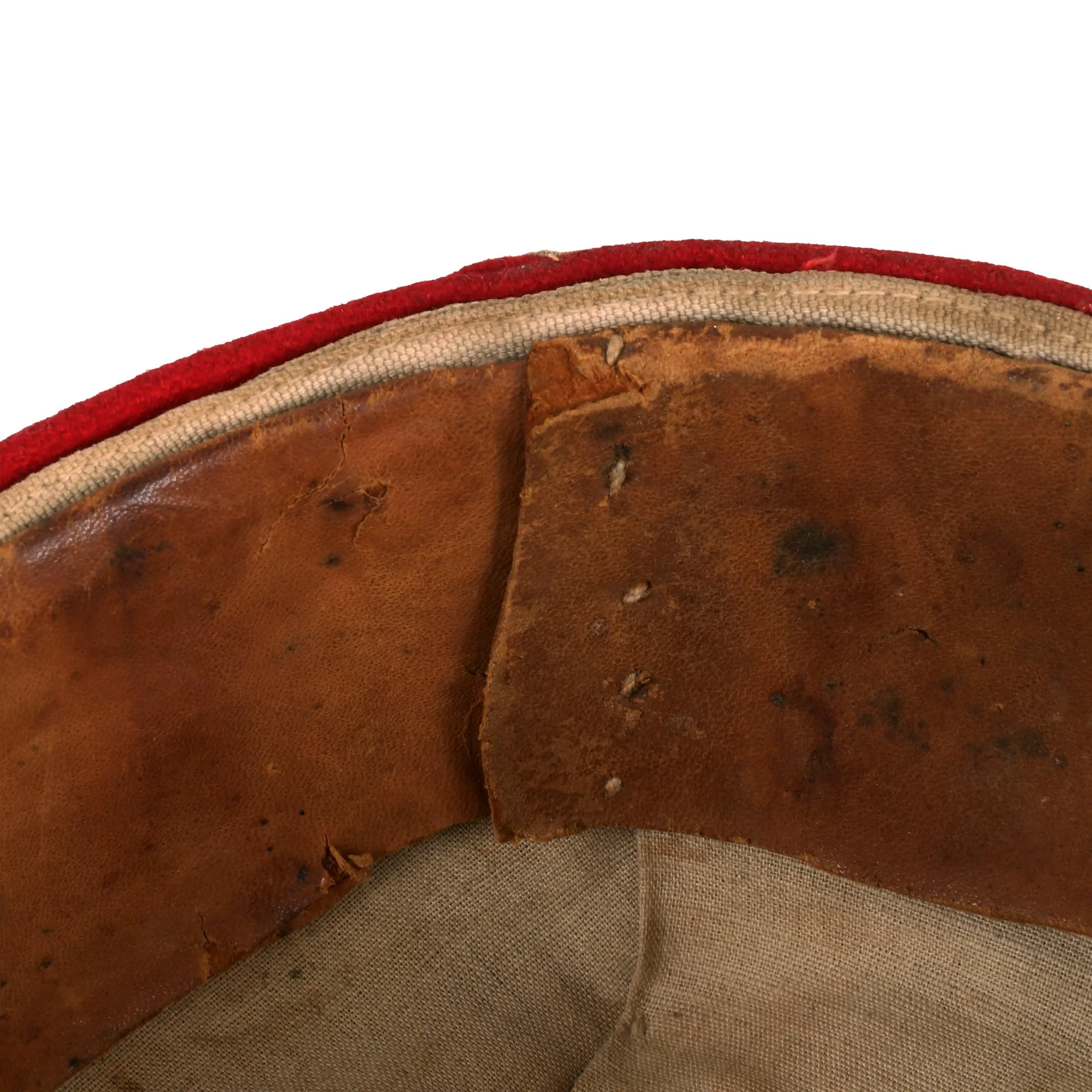 Original Ottoman WWI Turkish Kabalak Hat with Red Piping & Leather Sweatband