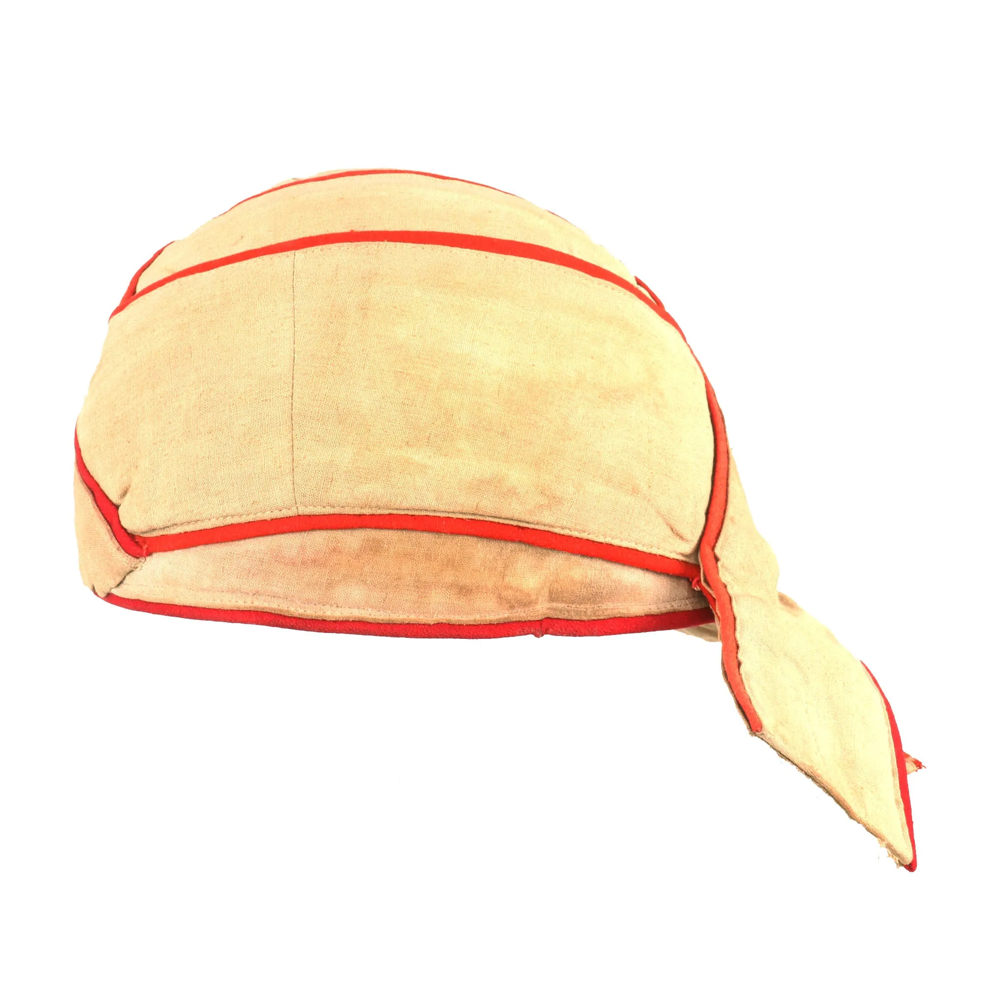 Original Ottoman WWI Turkish Kabalak Hat with Red Piping & Leather Sweatband