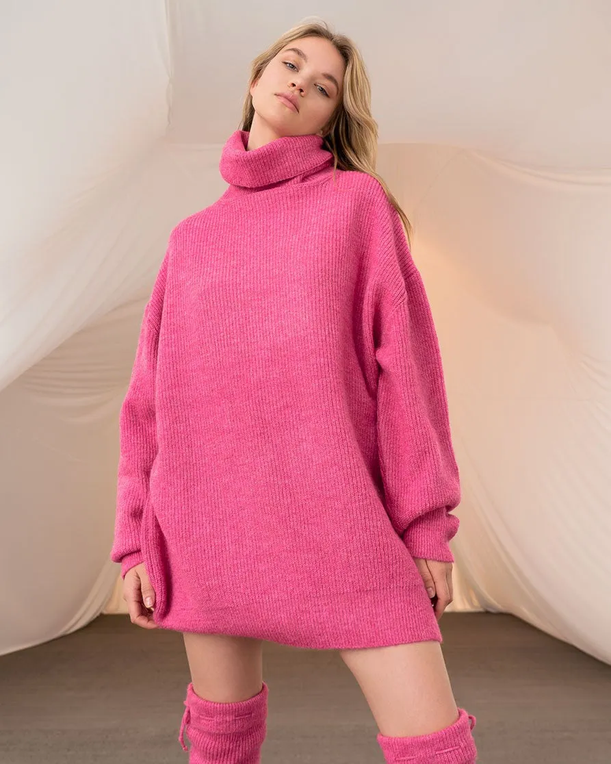 OVERSIZED TURTLENECK PULLOVER BUBBLEGUM