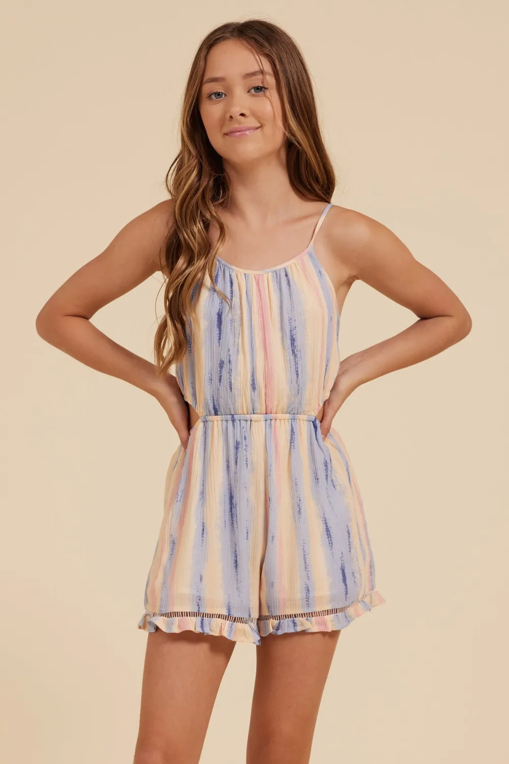 Pastel Stripe Cut Out Romper