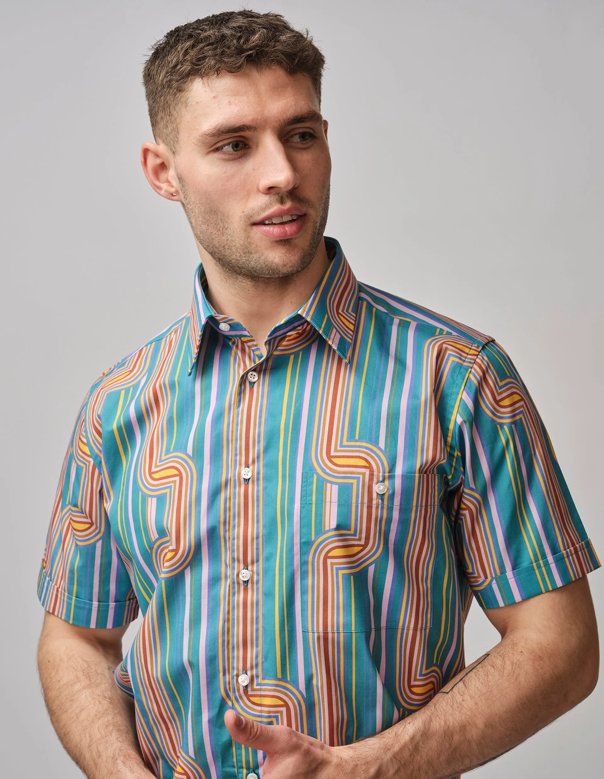 Pastel Stripe Short Sleeve Shirt