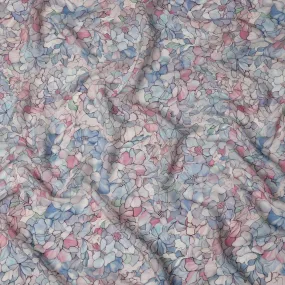 Pastel White Viscose Digital Printed Fabric with Floral Design, 110 cm Width-D21306