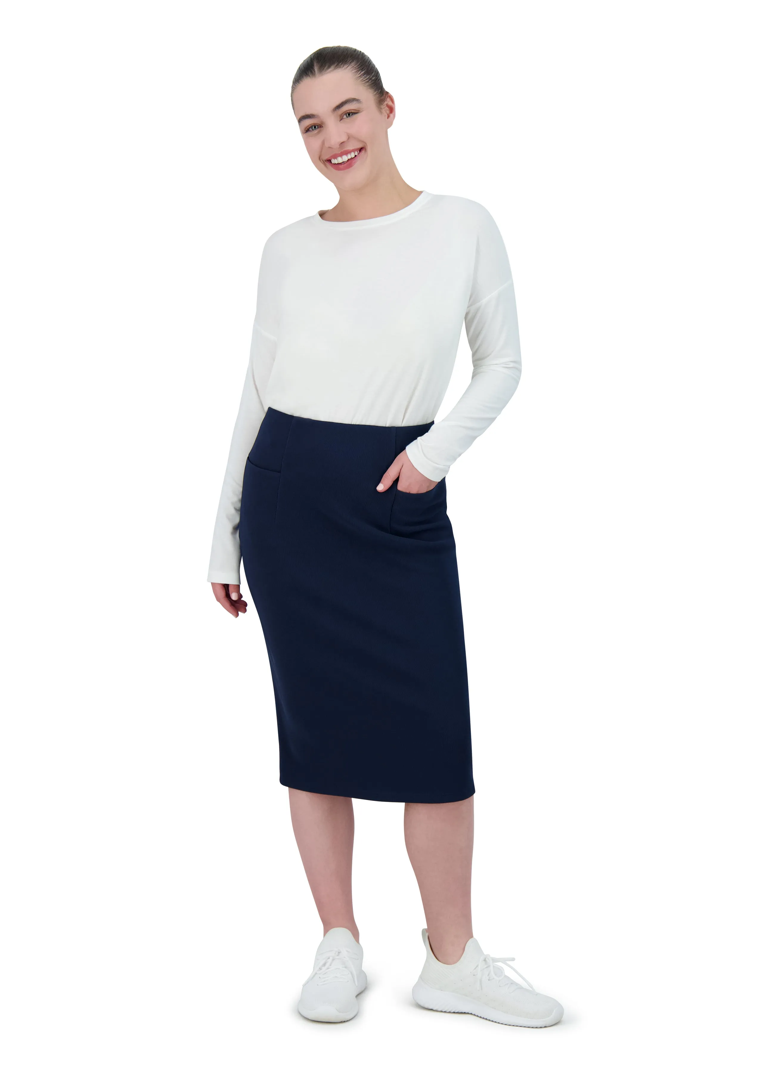 Perfect Fit Pencil Skirt 24" - Navy