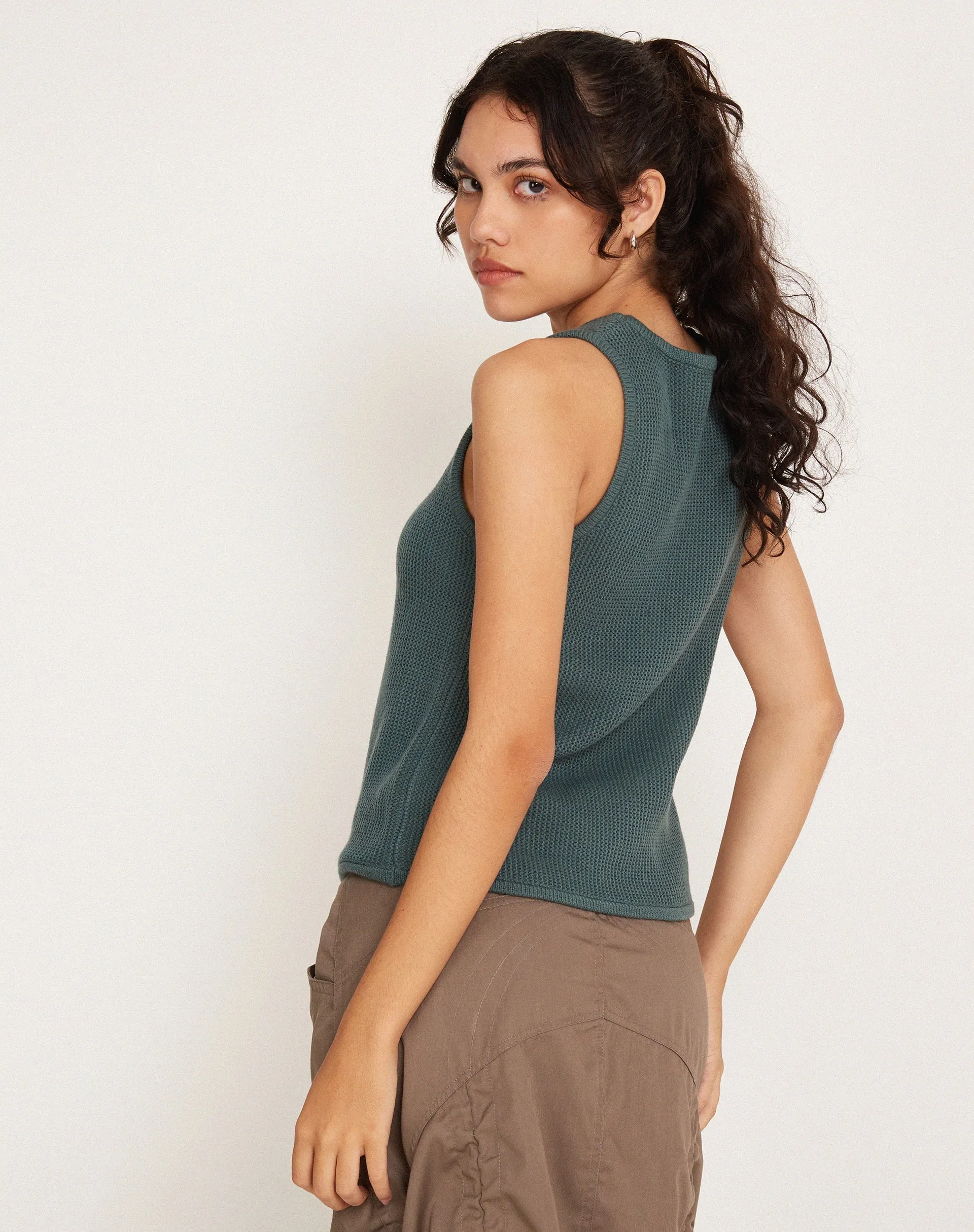 Phindi Knitted Vest in Khaki