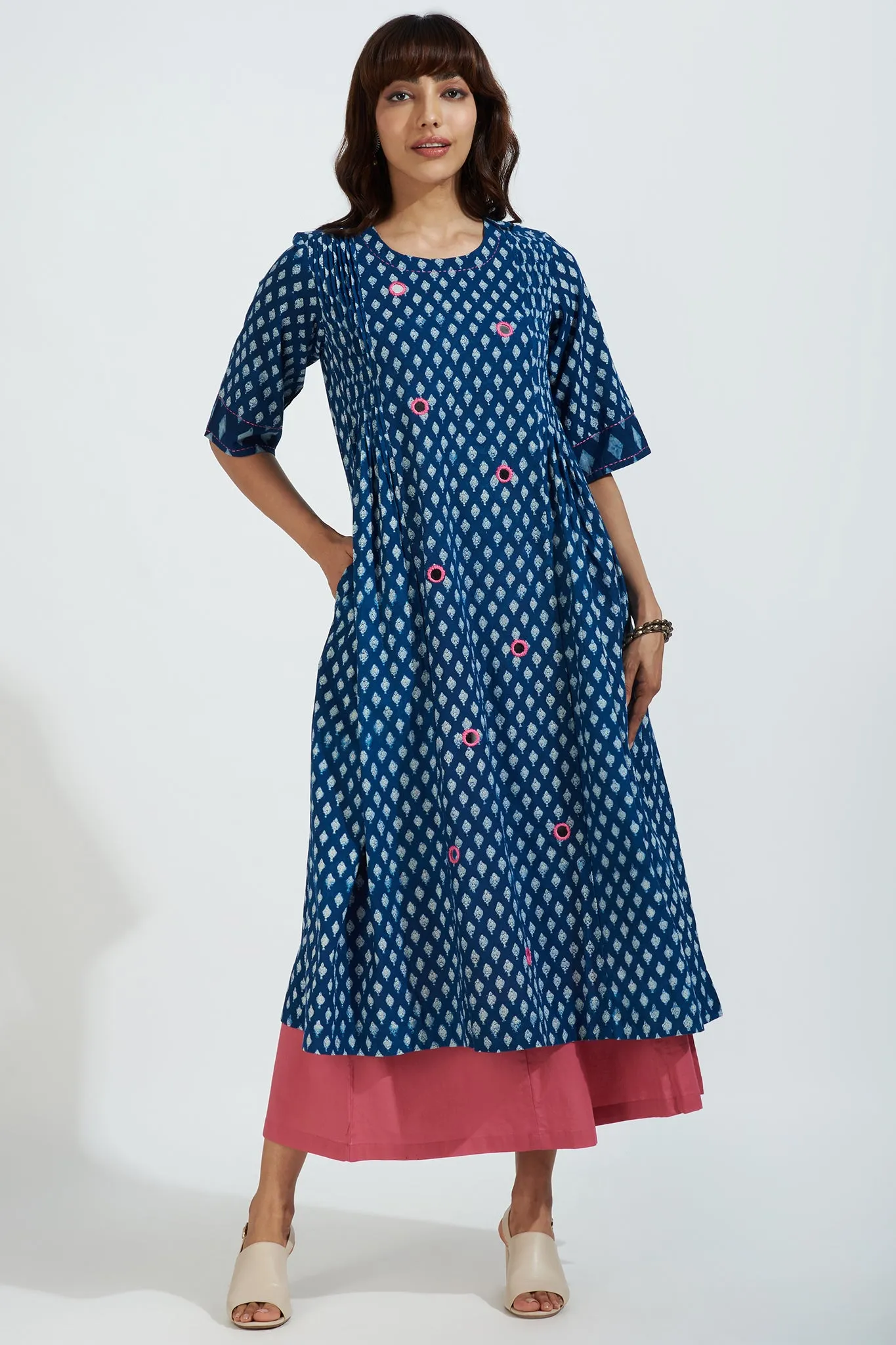 pintuck a-line kurta - sapphire rose & kaleidoscope