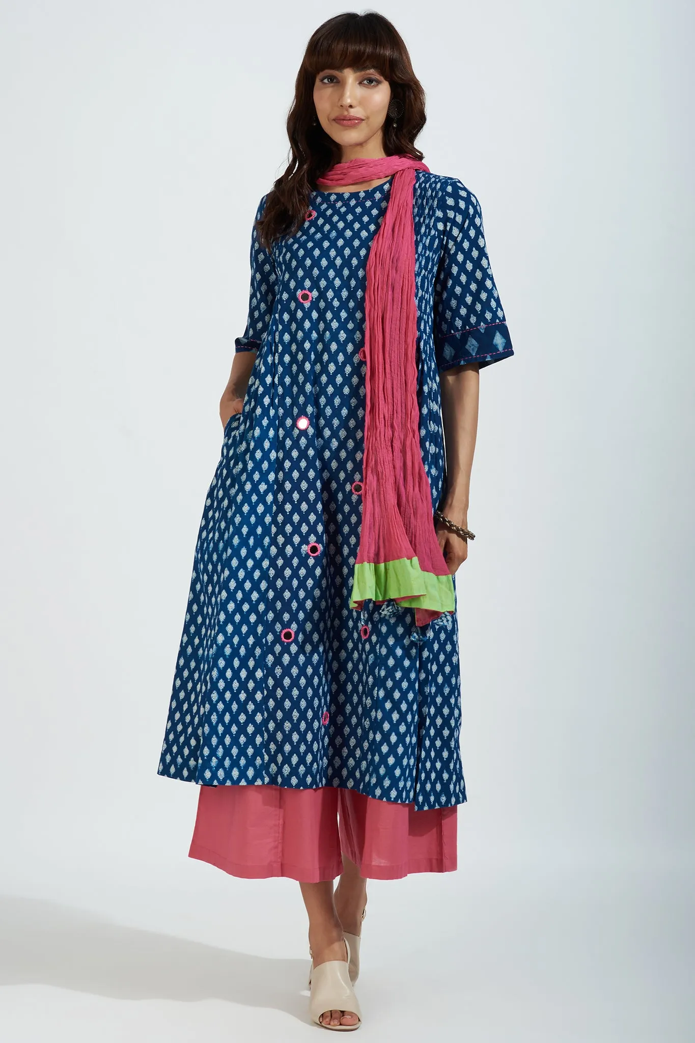 pintuck a-line kurta - sapphire rose & kaleidoscope