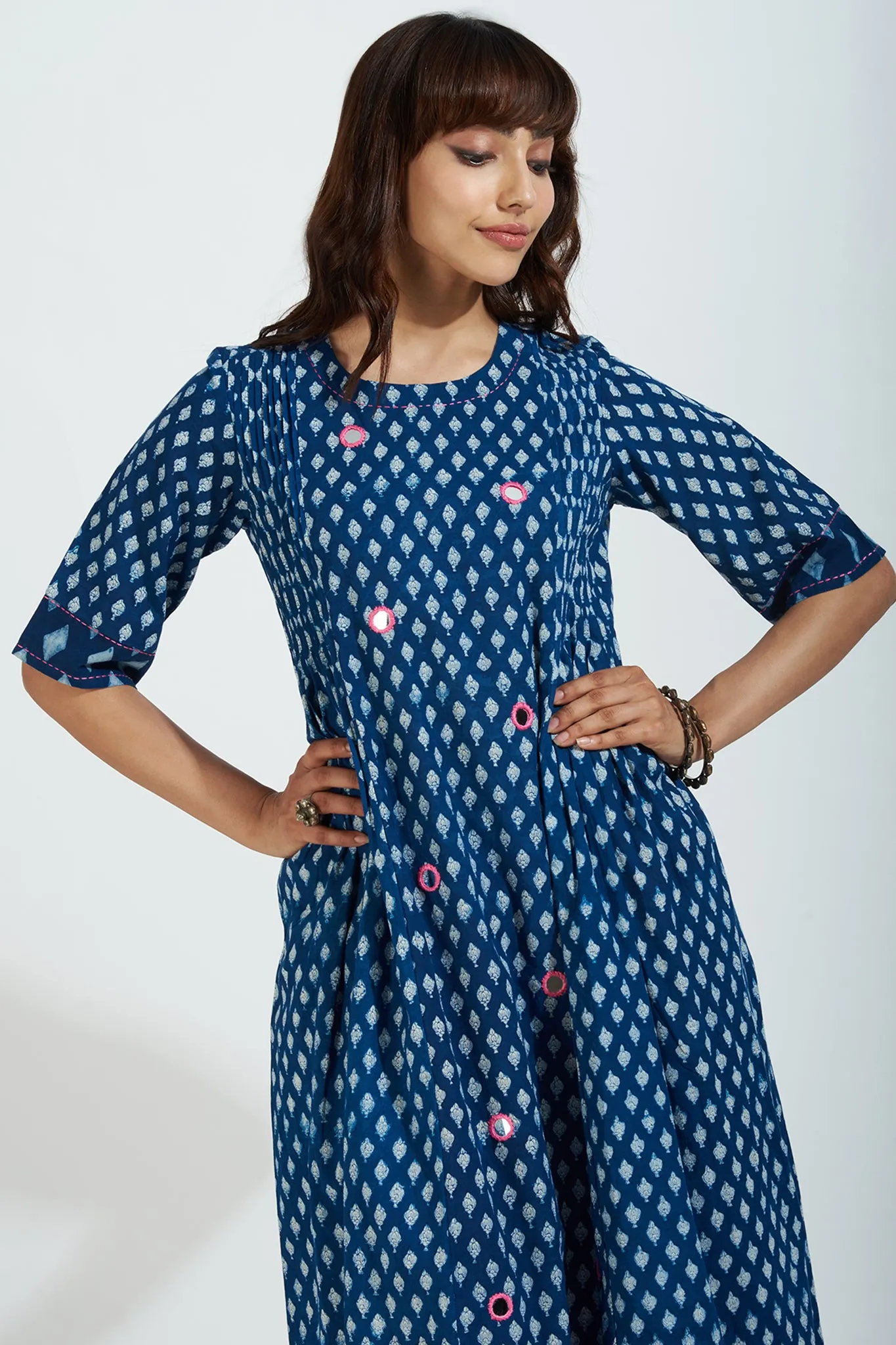 pintuck a-line kurta - sapphire rose & kaleidoscope