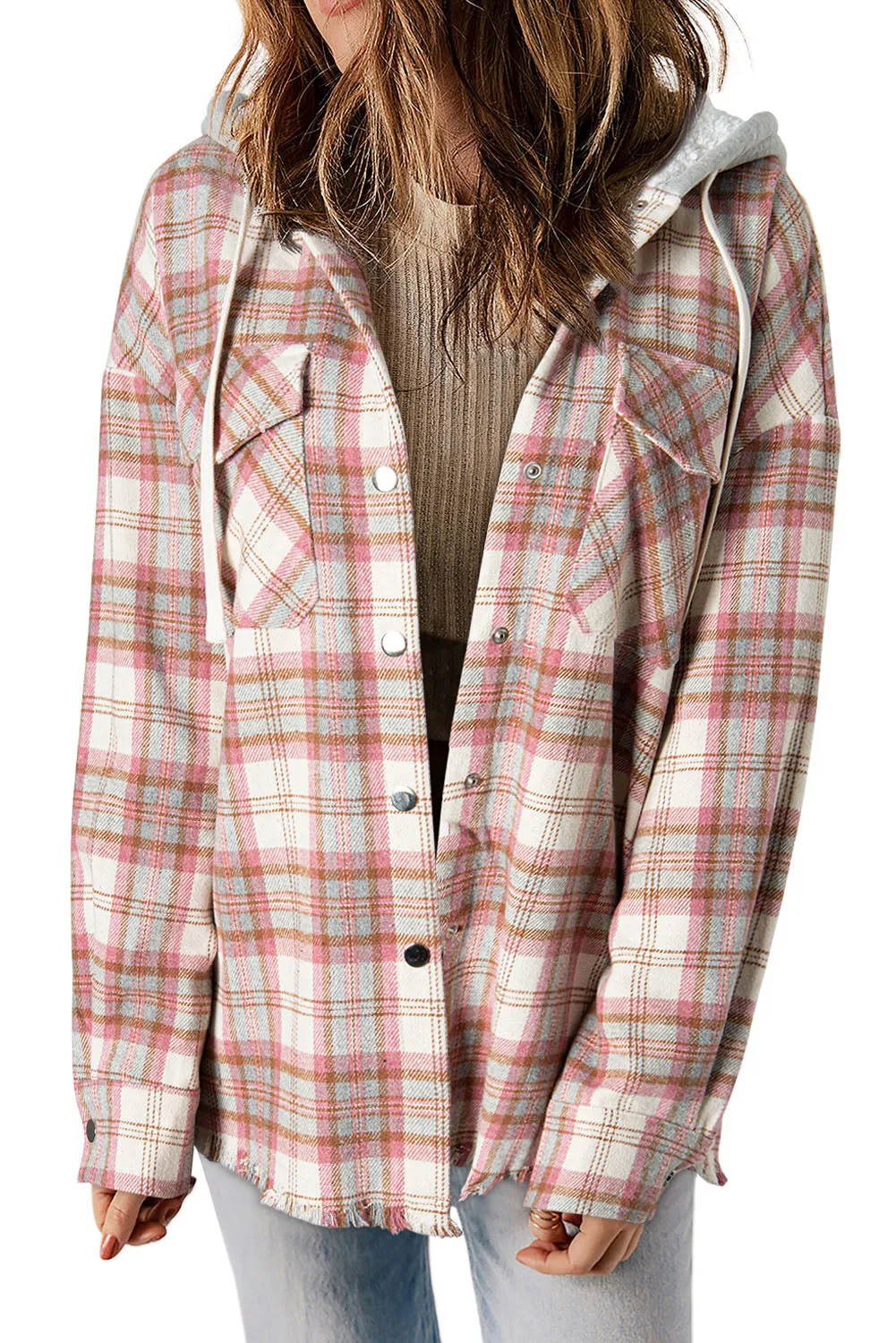 Plaid Hooded Jacket with Flap Pockets & Raw Hem –🔥🔥 The One Thing I Can Count On When My Life Is Falling Apart