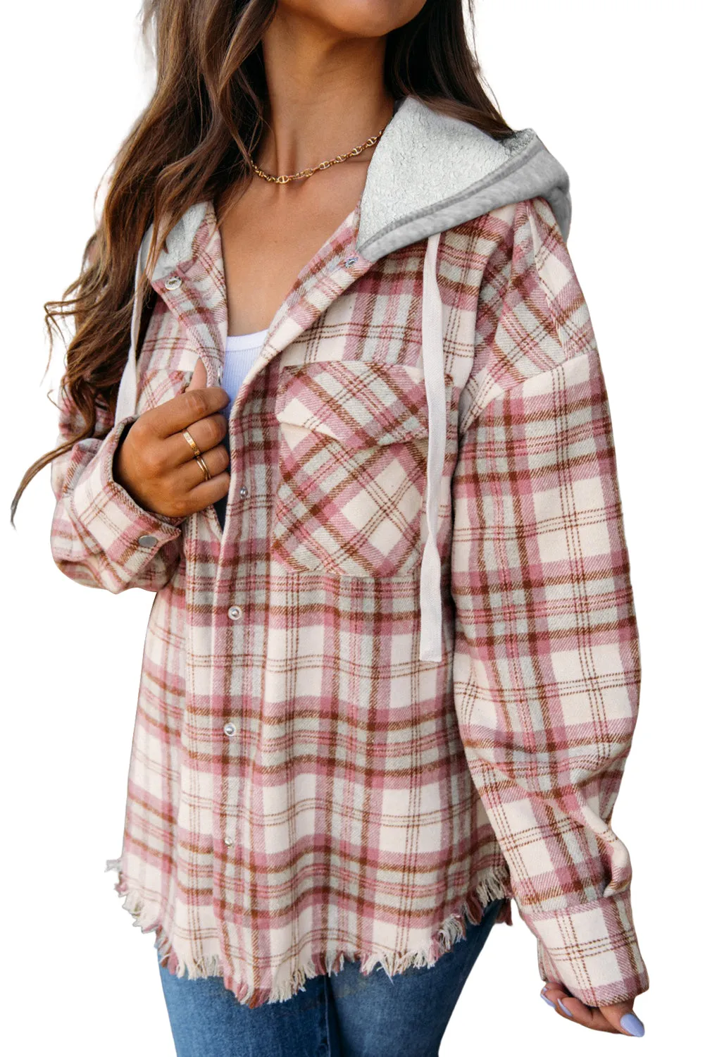 Plaid Hooded Jacket with Flap Pockets & Raw Hem –🔥🔥 The One Thing I Can Count On When My Life Is Falling Apart