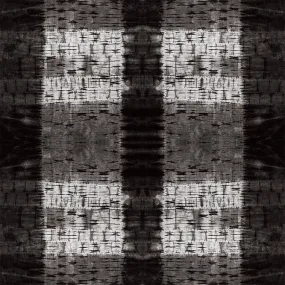 'Pleat Plaid Shibori Black' Art Cotton Print by Kim Eichler-Messmer, 44" Wide, By the Yard # 1452