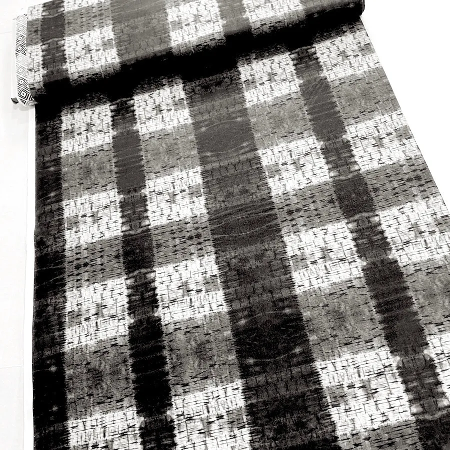 'Pleat Plaid Shibori Black' Art Cotton Print by Kim Eichler-Messmer, 44" Wide, By the Yard # 1452