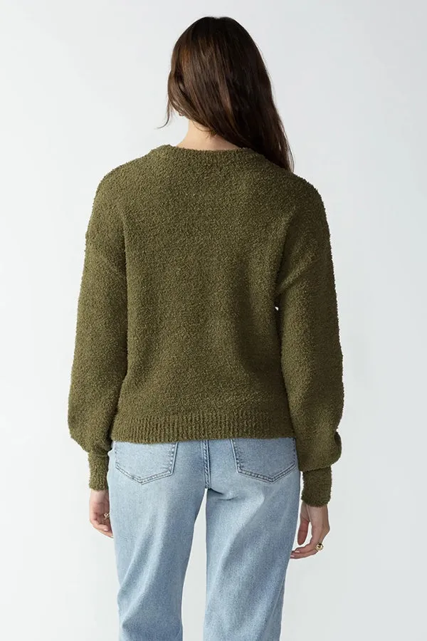 Plush Volume Sleeve Sweater - Olive Oil