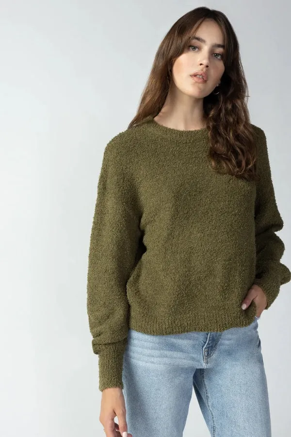 Plush Volume Sleeve Sweater - Olive Oil