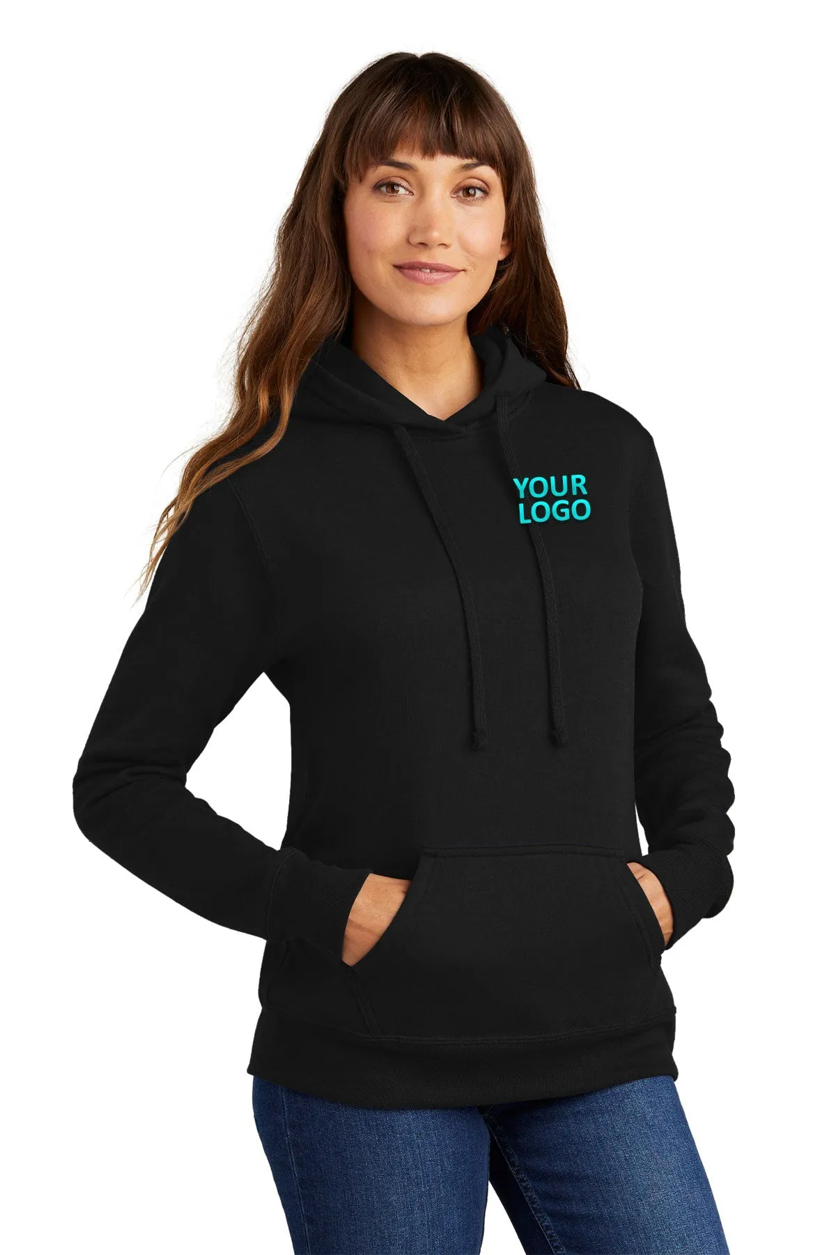 Port & Company Ladies Core Fleece Customized Hoodies, Jet Black