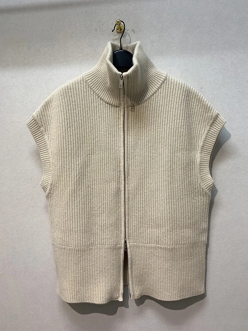 Pre Order:  Loose Fit Zip Knitted Vest