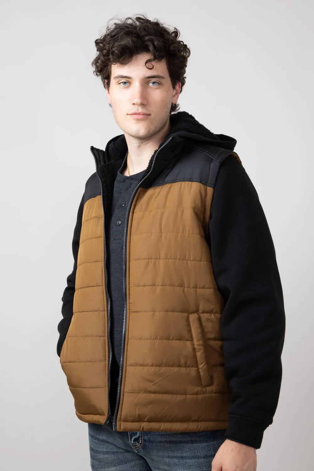 Puffer Vest Hood Jacket for Men in Rustic Timber | 8JK6092M-RUSTICTIMBER