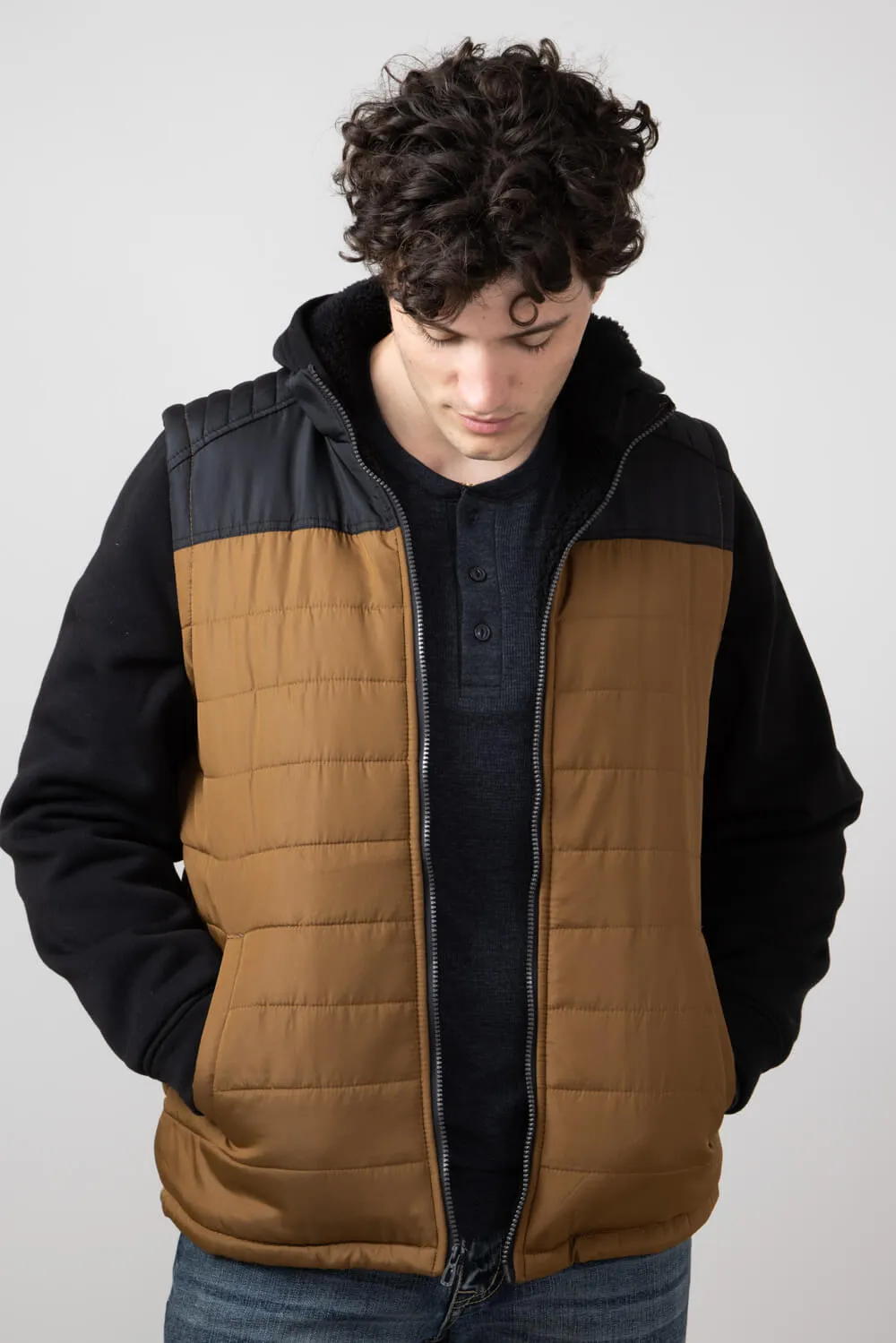 Puffer Vest Hood Jacket for Men in Rustic Timber | 8JK6092M-RUSTICTIMBER