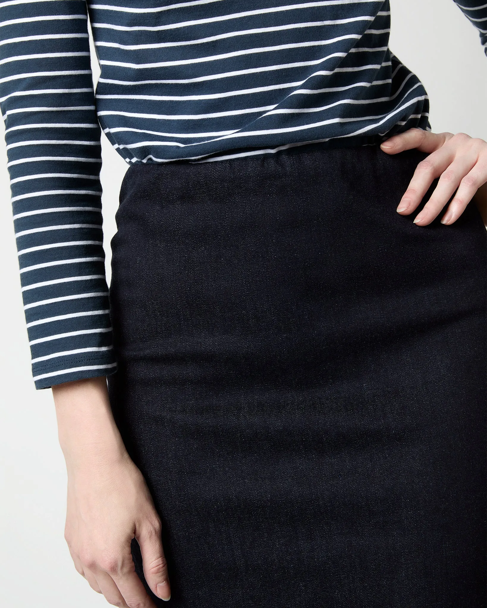 Pull-On Skirt in Indigo Stretch Denim