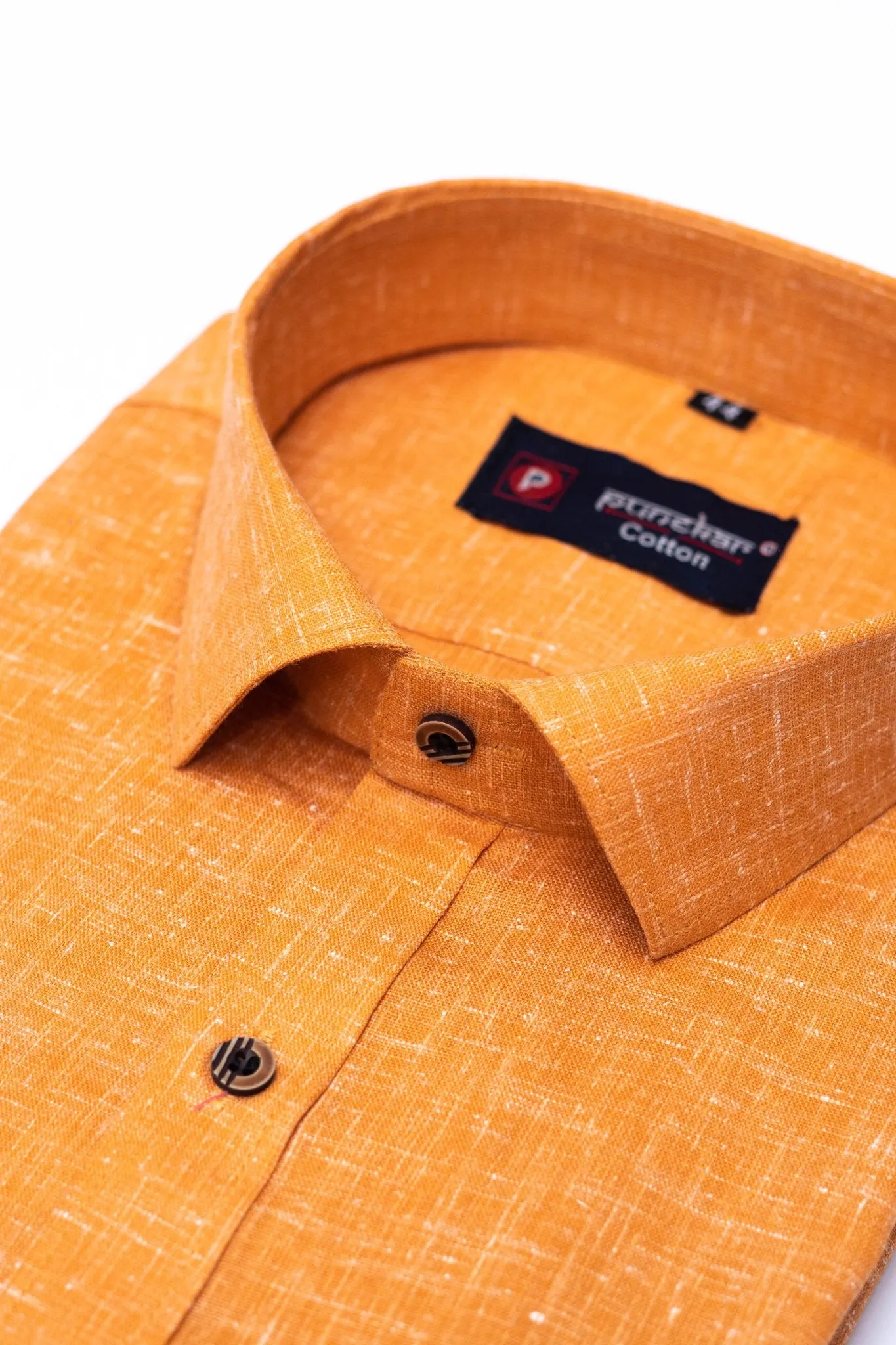 Punekar Cotton Men's Formal Handmade Golden Color Shirt for Men's.