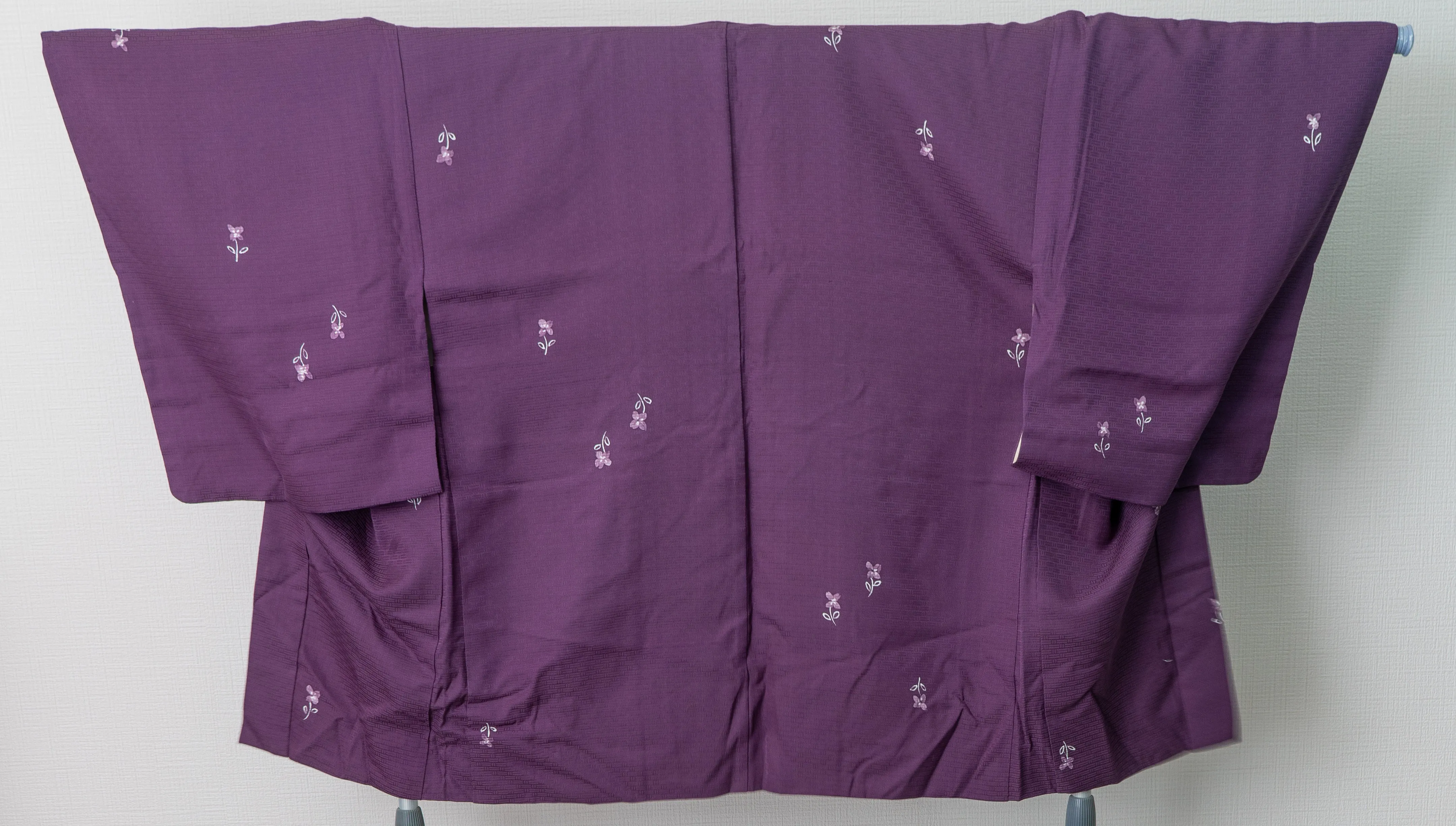 Purple Silk Haori with Small Flowers - Vintage Simple Style Soft Kimono Jacket