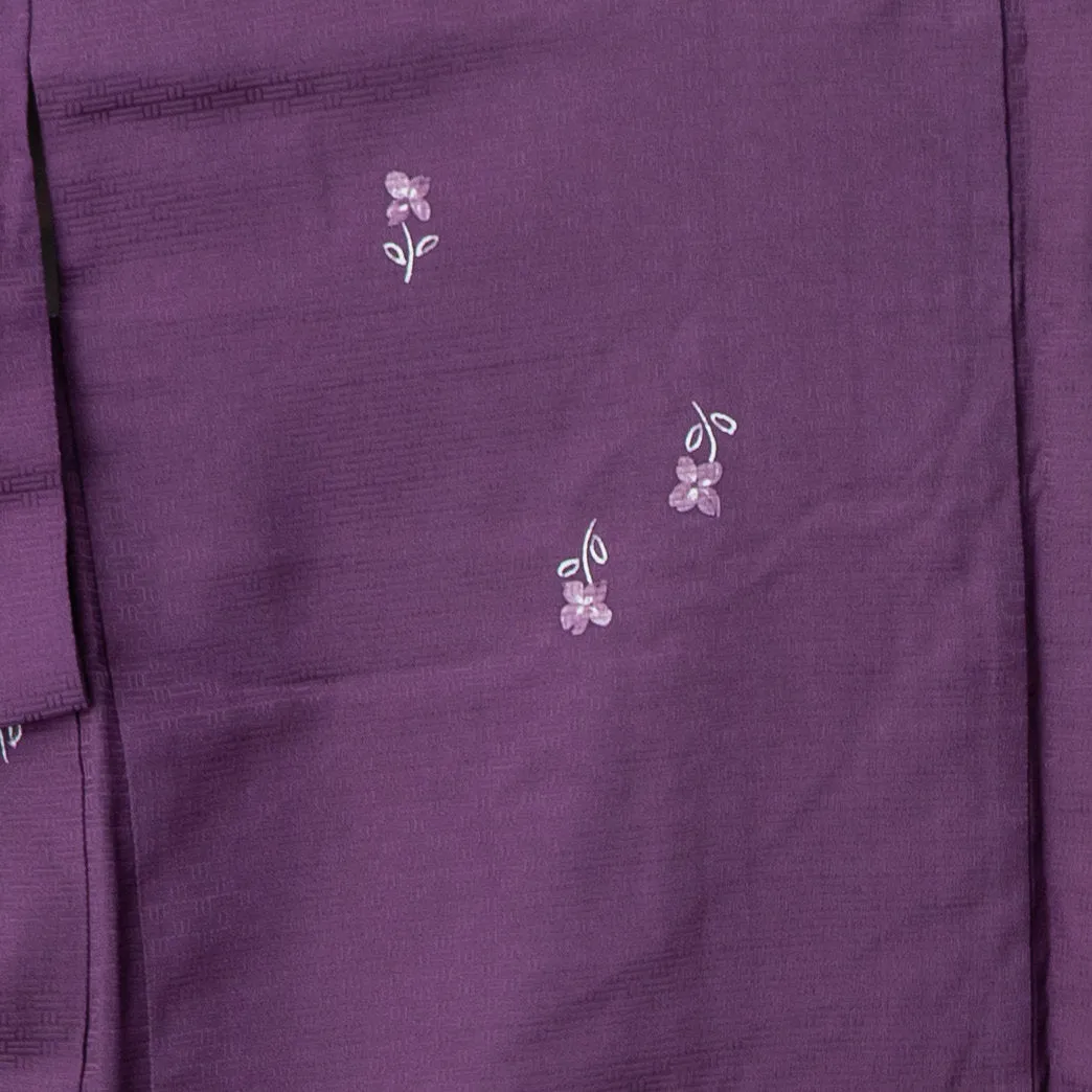 Purple Silk Haori with Small Flowers - Vintage Simple Style Soft Kimono Jacket