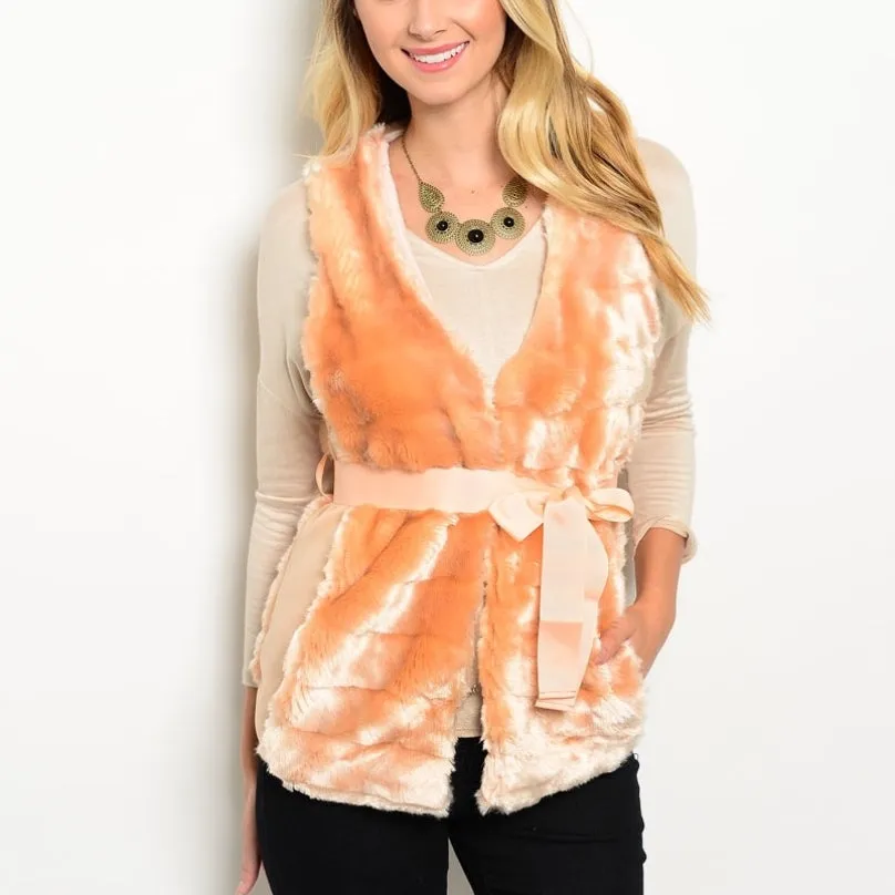 "Peach Lollipop" faux fur vest