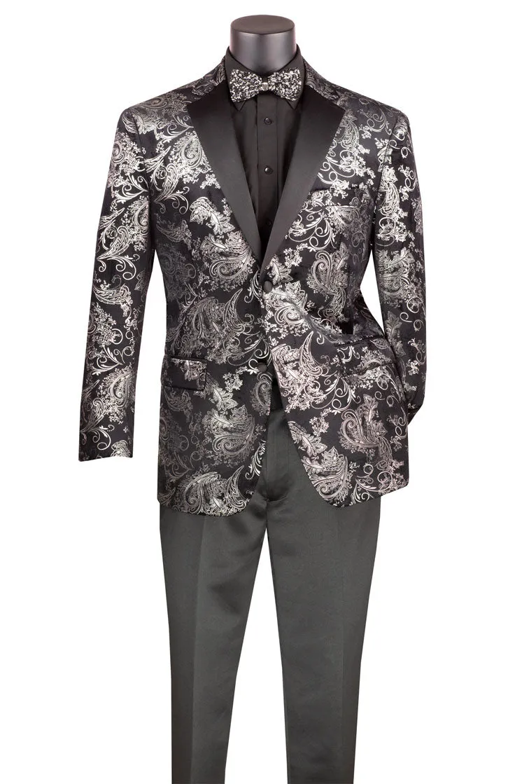 "Posh Paisley Velvet" Silver Tuxedo Jacket (Separates)