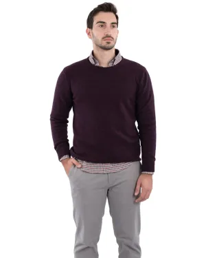 Reclaimed Lambswool Burgundy Crew Neck Jumper