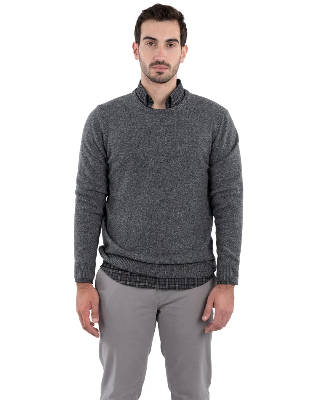 Reclaimed Lambswool Grey Crew Neck Jumper