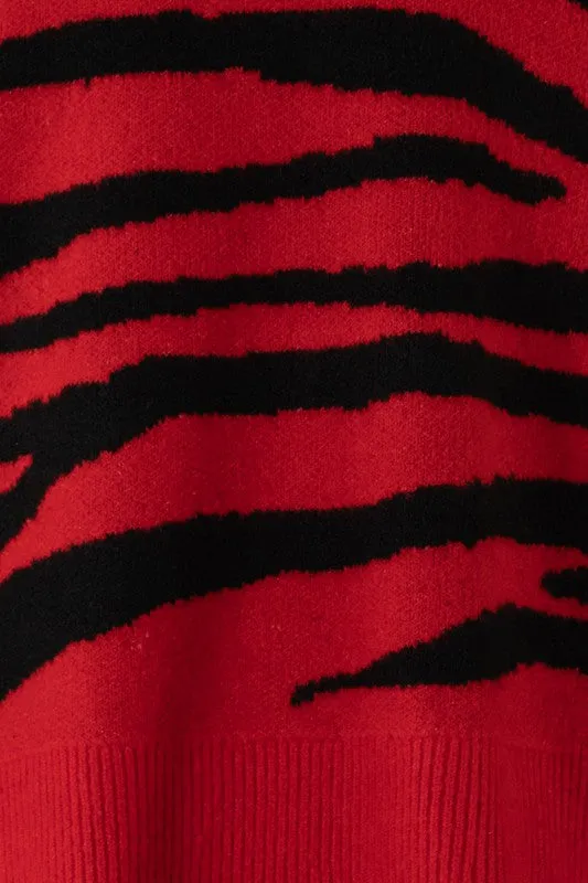 Red & Black Zebra Print Sweater