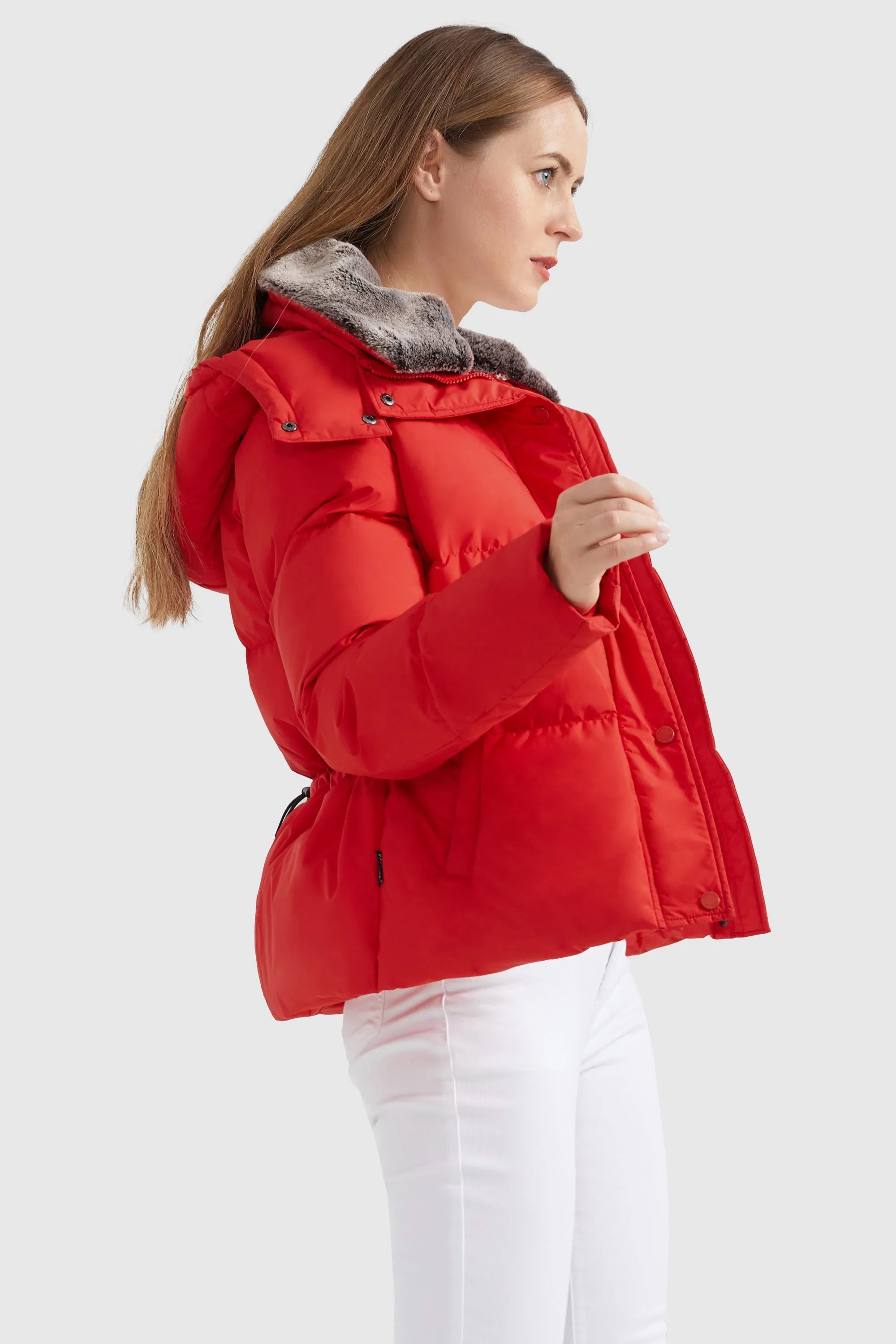 Removable Faux Fur Collar Puffer Down Jacket