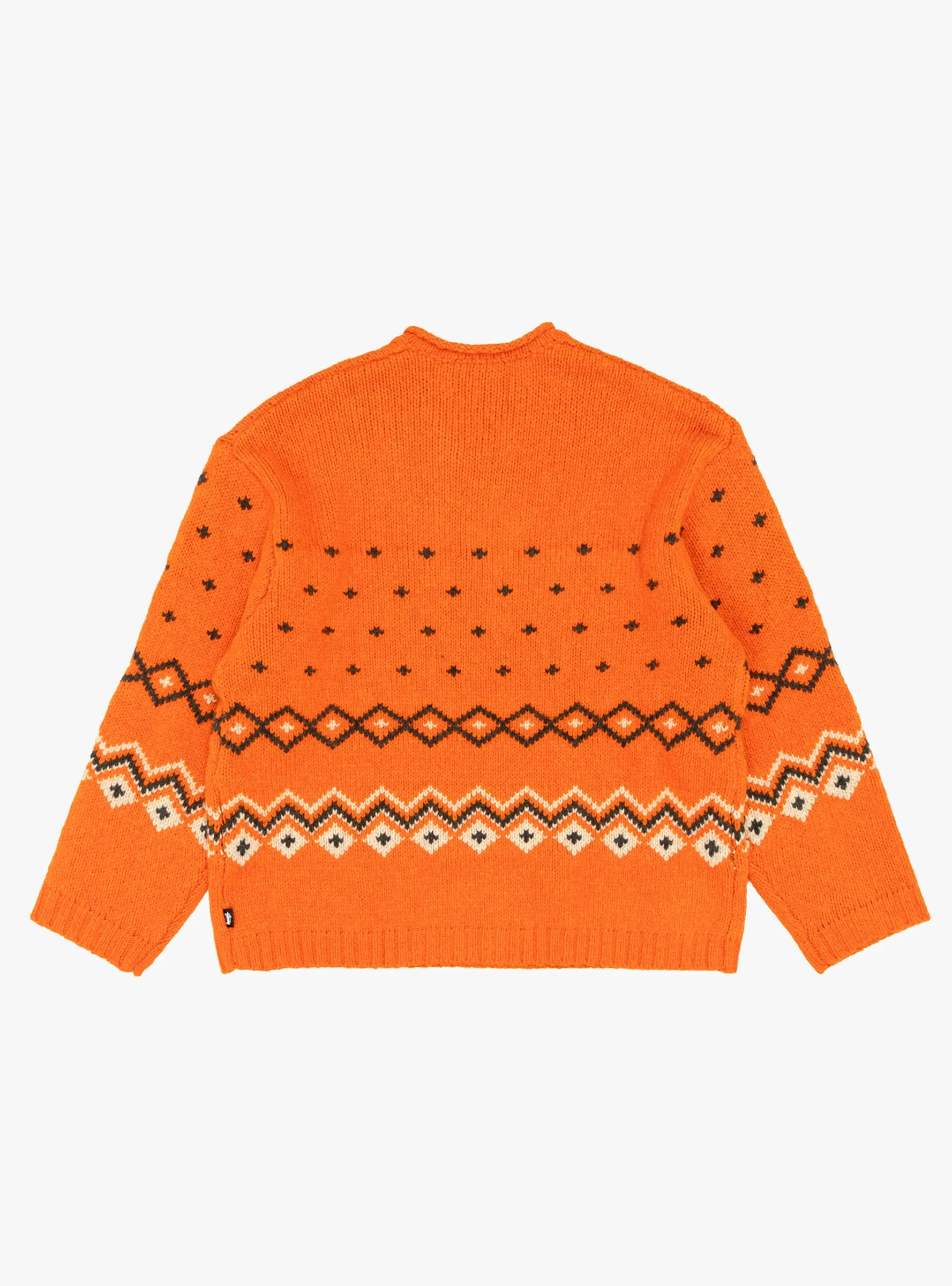 Roll V Neck Fairisle Sweater Orange