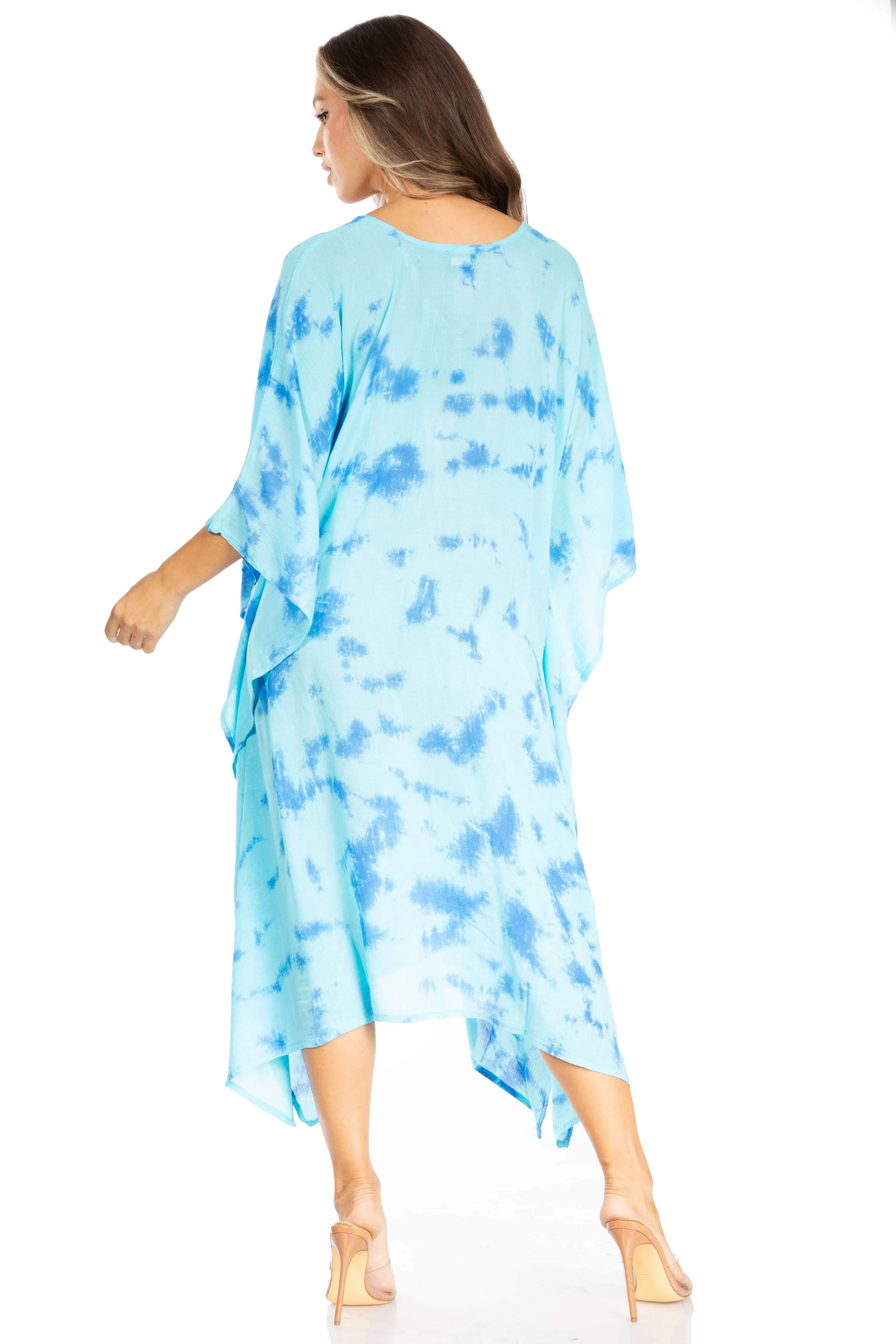 Sakkas Clementine Women's Tie Dye Caftan Dress/Cover Up Beach Kaftan Boho Summer