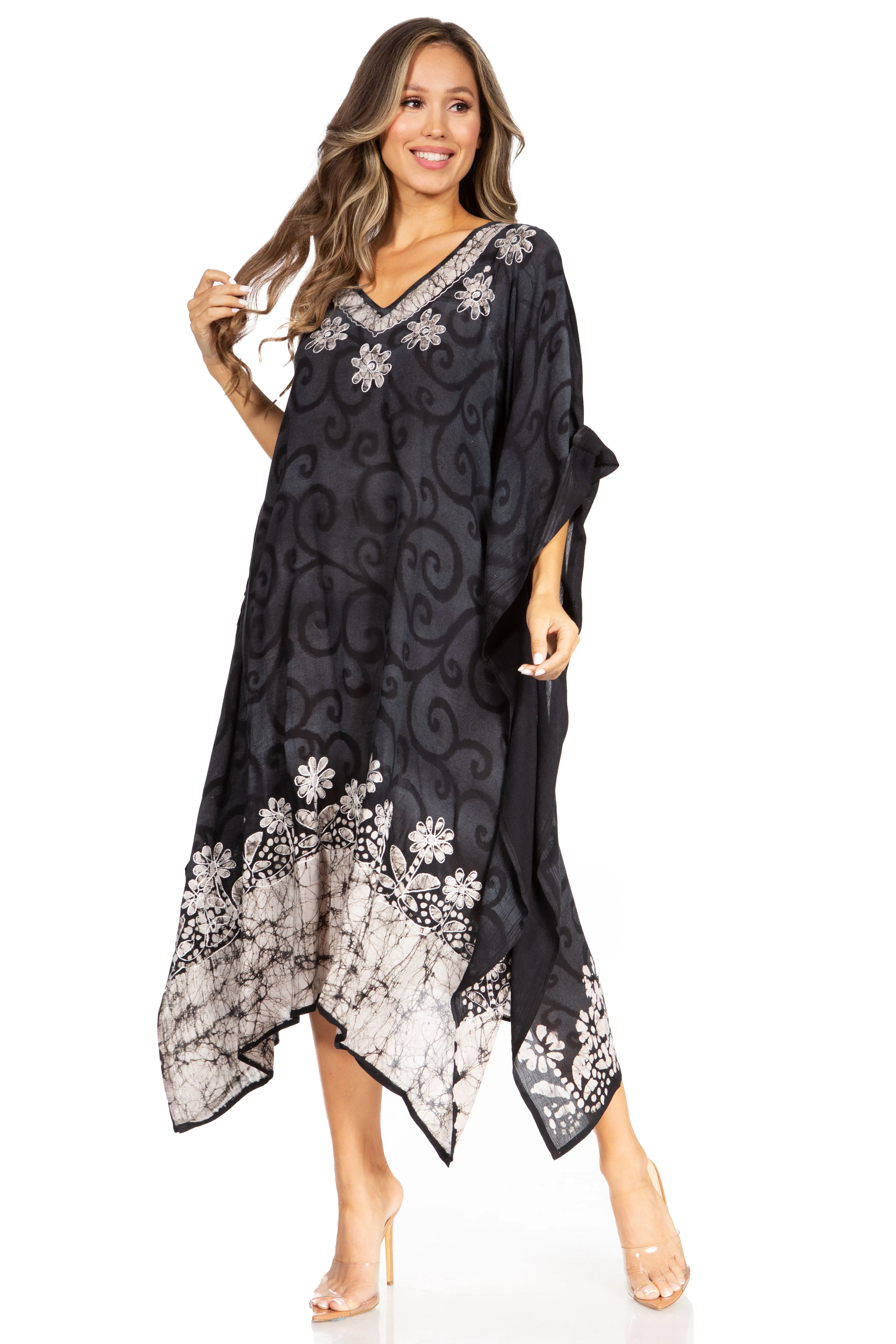 Sakkas Clementine Women's Tie Dye Caftan Dress/Cover Up Beach Kaftan Boho Summer