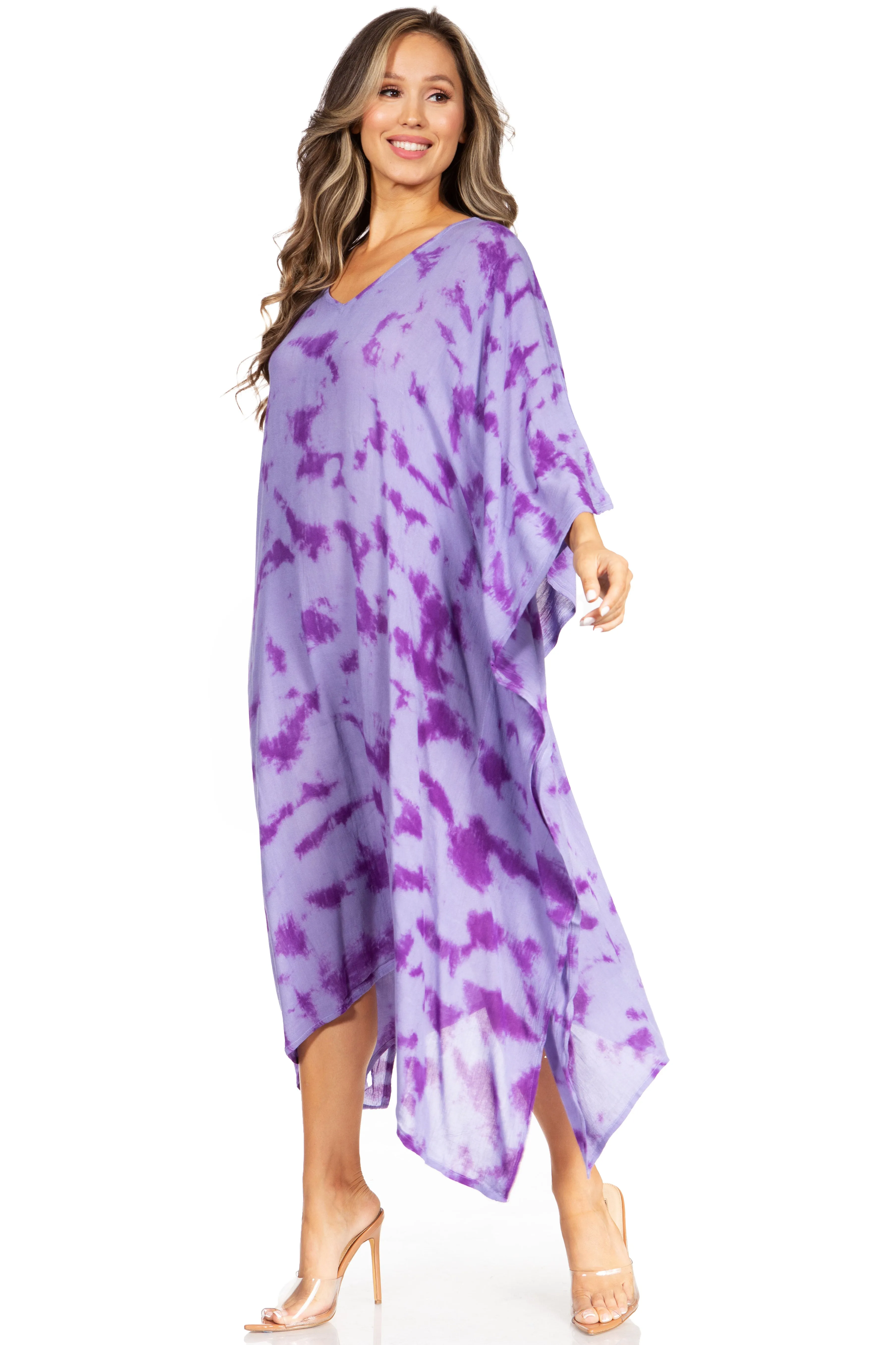 Sakkas Clementine Women's Tie Dye Caftan Dress/Cover Up Beach Kaftan Boho Summer