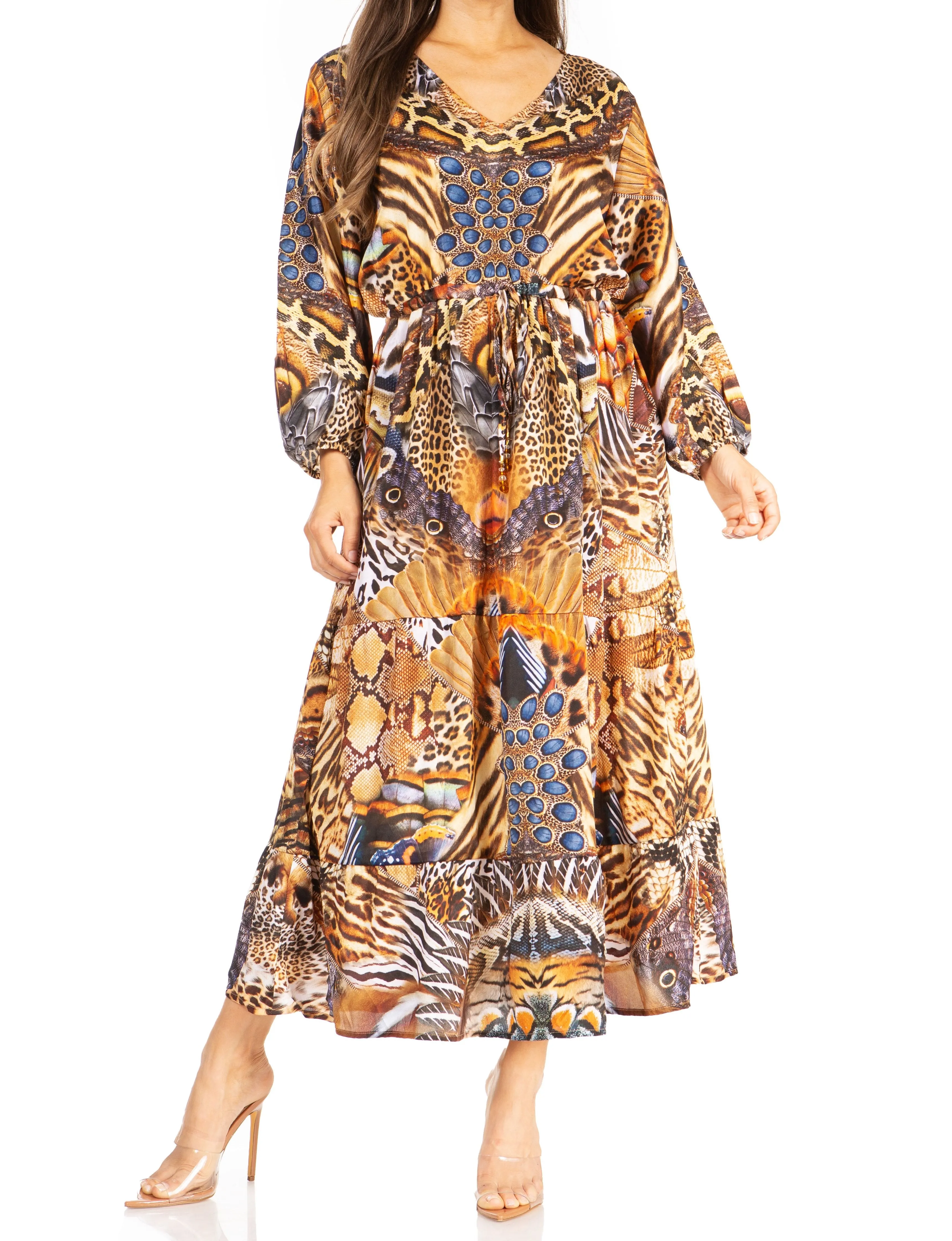 Sakkas Katty Floral Print Women's Boho Maxi Dress