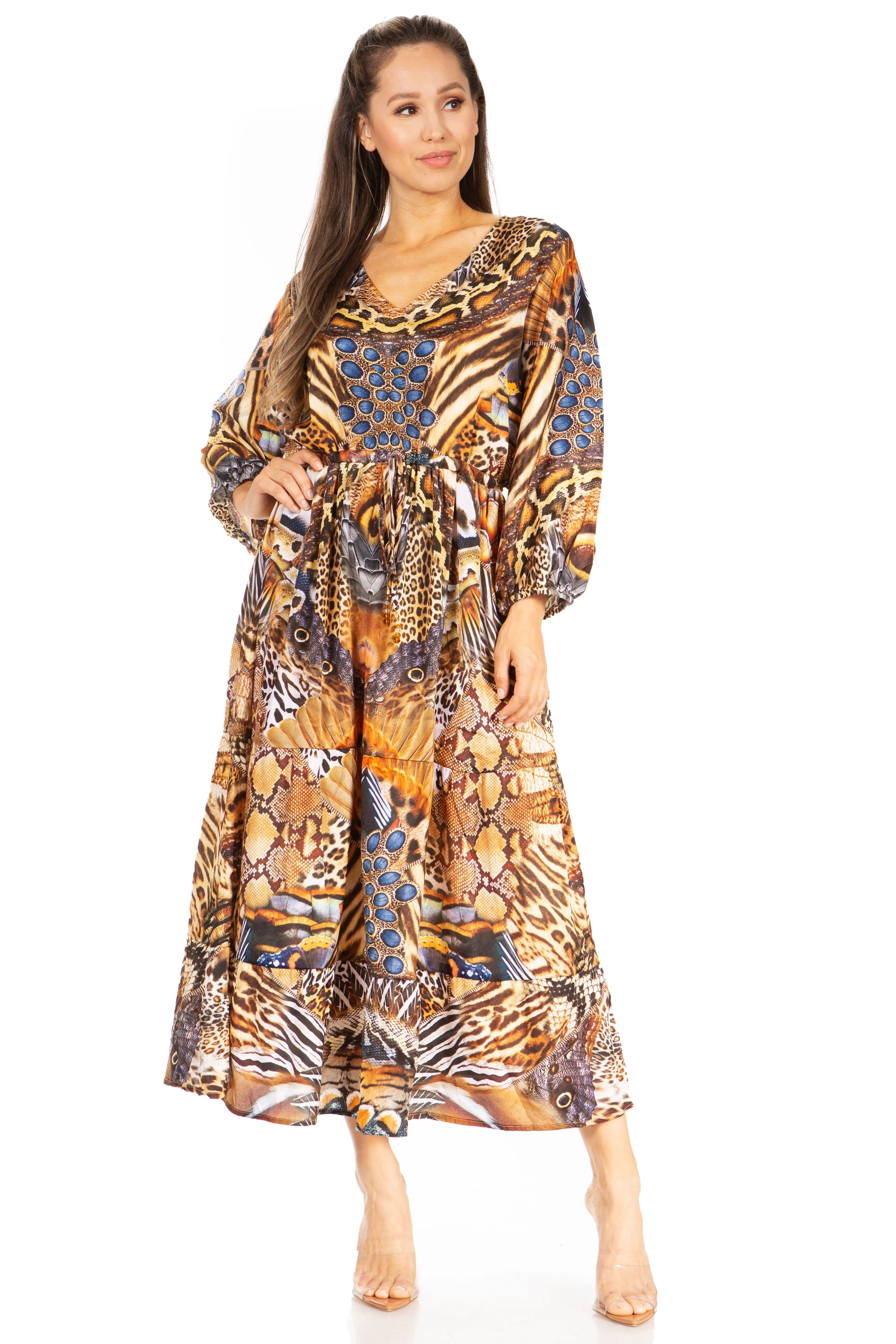 Sakkas Katty Floral Print Women's Boho Maxi Dress