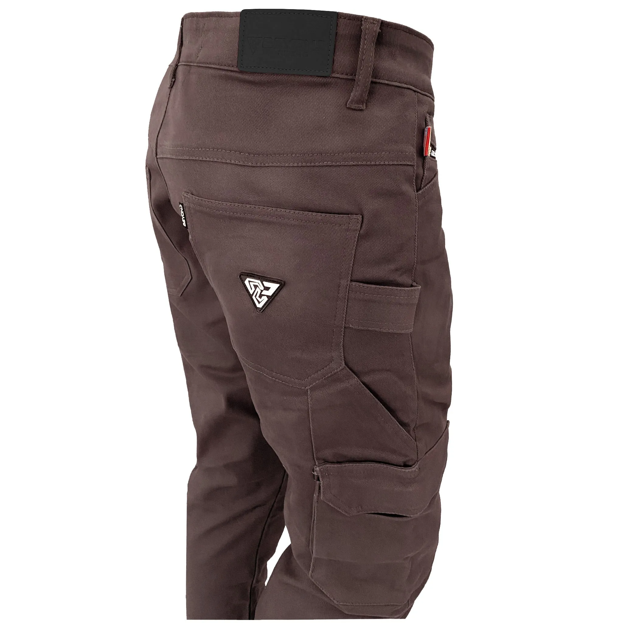 SALE Straight Leg Cargo Pants - Dark Coffee with Pads