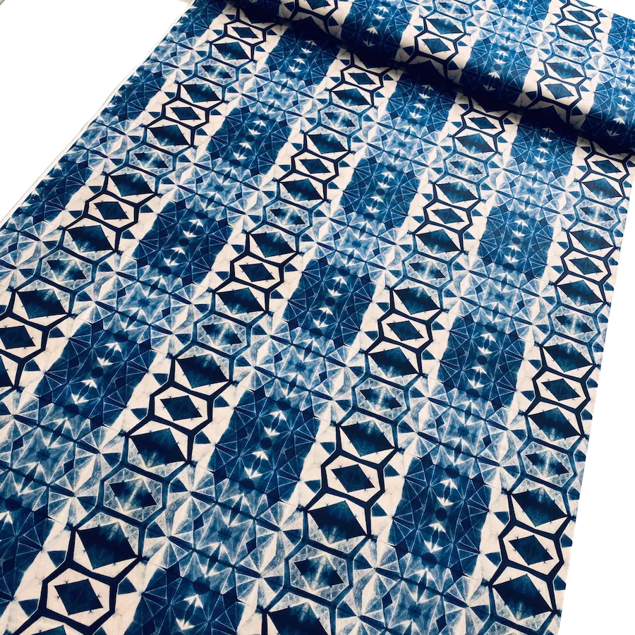 'Shibori Diamond Indigo' Cotton Print of Shibori, by Kim Eichler-Messmer, 44" Wide, By the Yard # 1445