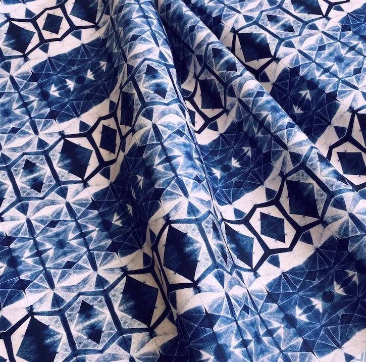 'Shibori Diamond Indigo' Cotton Print of Shibori, by Kim Eichler-Messmer, 44" Wide, By the Yard # 1445