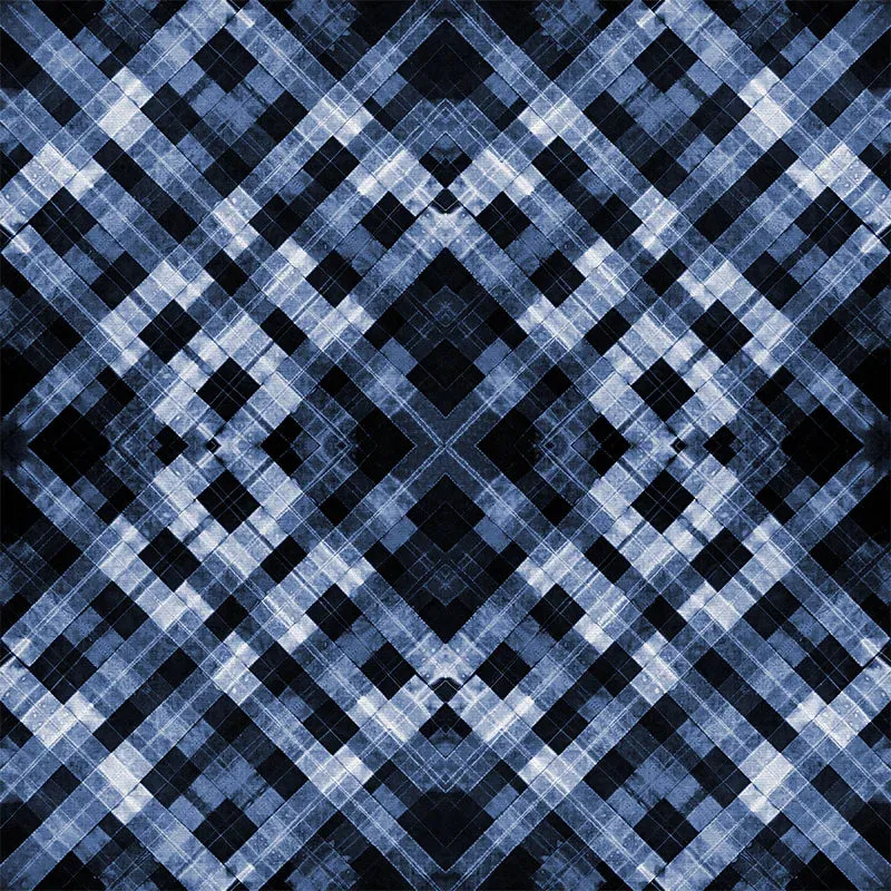 'Shibori Plaid Indigo' Cotton Print of Shibori, by Kim Eichler-Messmer, 44" Wide, By the Yard # 1458