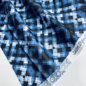 'Shibori Plaid Indigo' Cotton Print of Shibori, by Kim Eichler-Messmer, 44" Wide, By the Yard # 1458