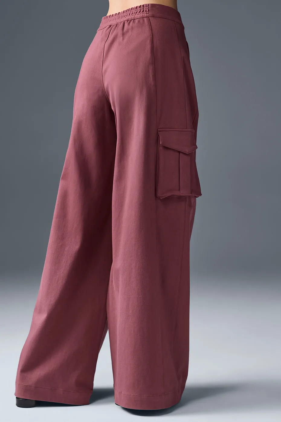 Show Off Cargo Wide Leg Trouser (Long) - Burgundy Truffle