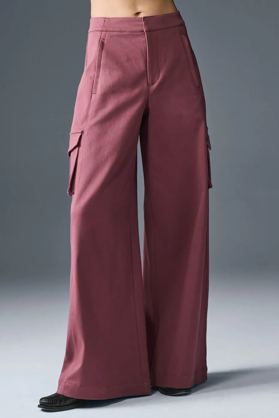 Show Off Cargo Wide Leg Trouser (Regular) - Burgundy Truffle