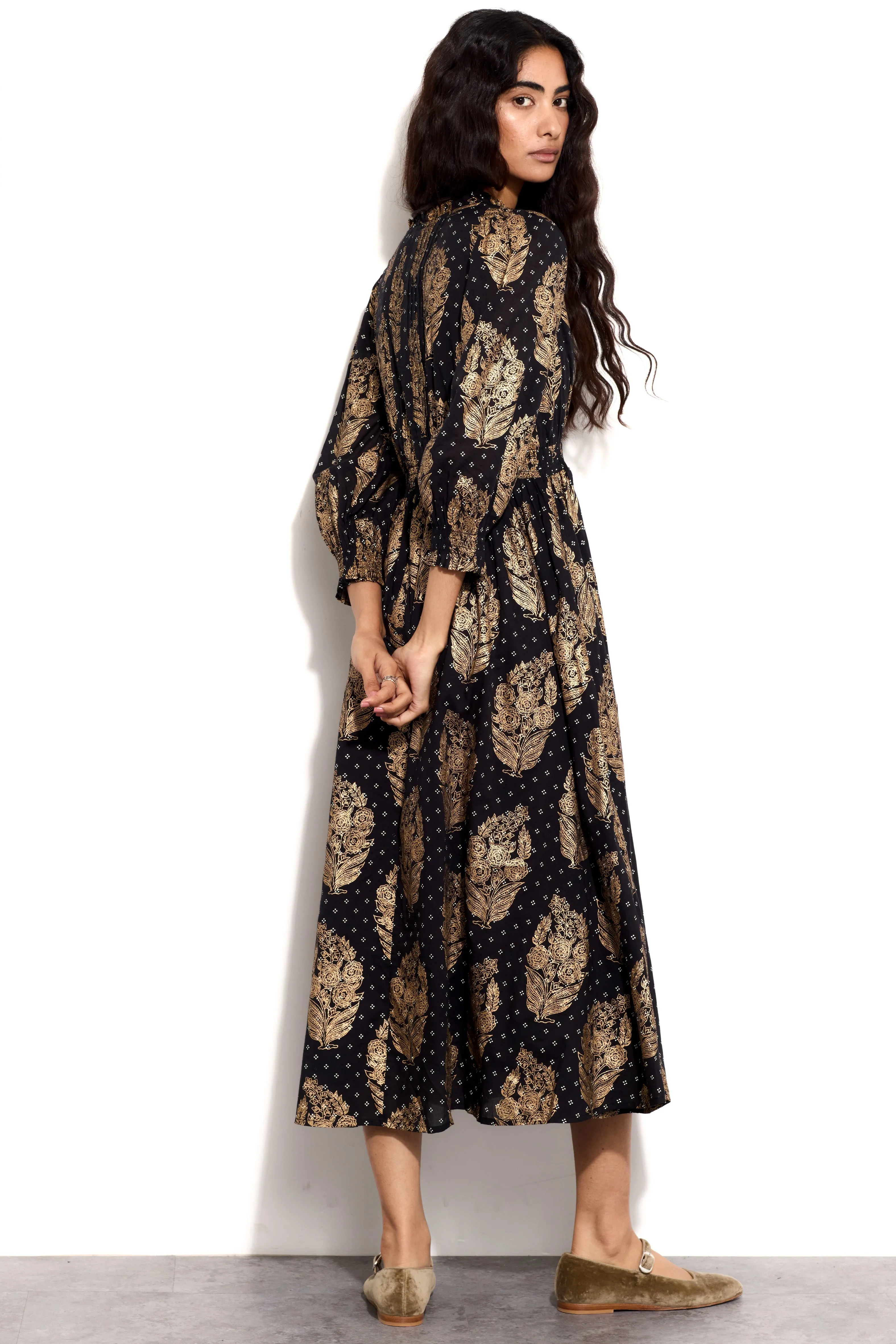 Silvia Gold Print Maxi Dress