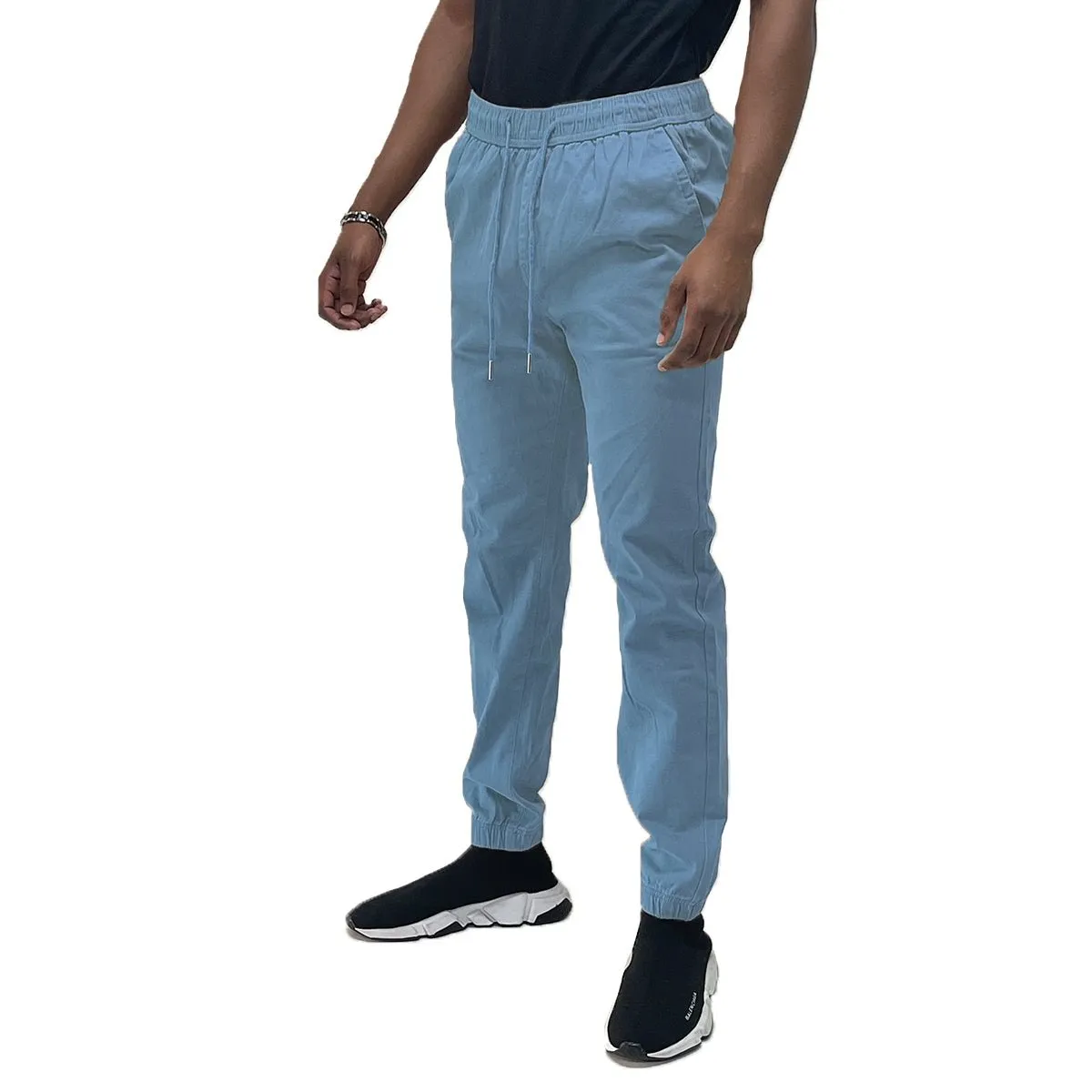 Sky Blue Solid Jogger Pants