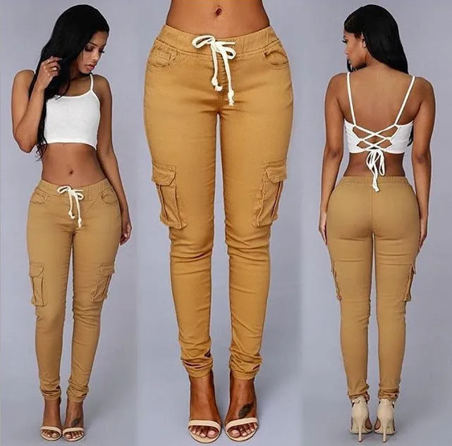 Slim Fit Cargo Pants for Women