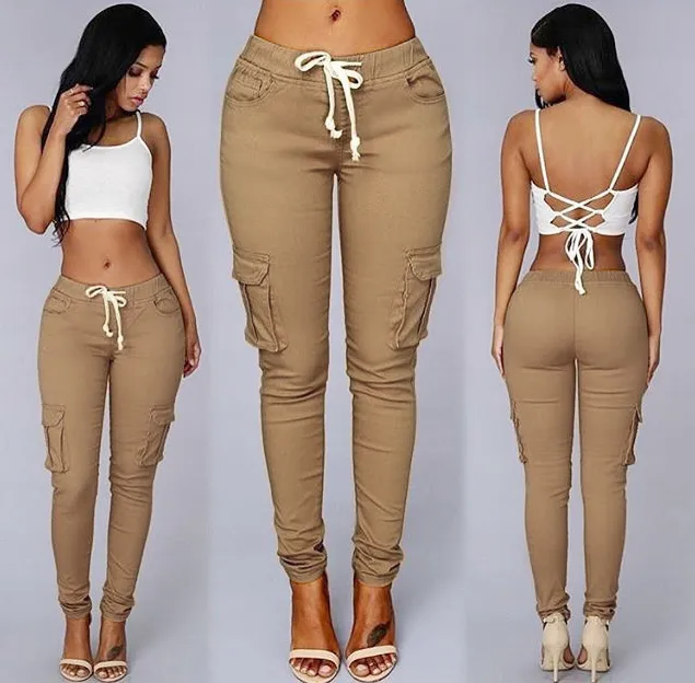 Slim Fit Cargo Pants for Women