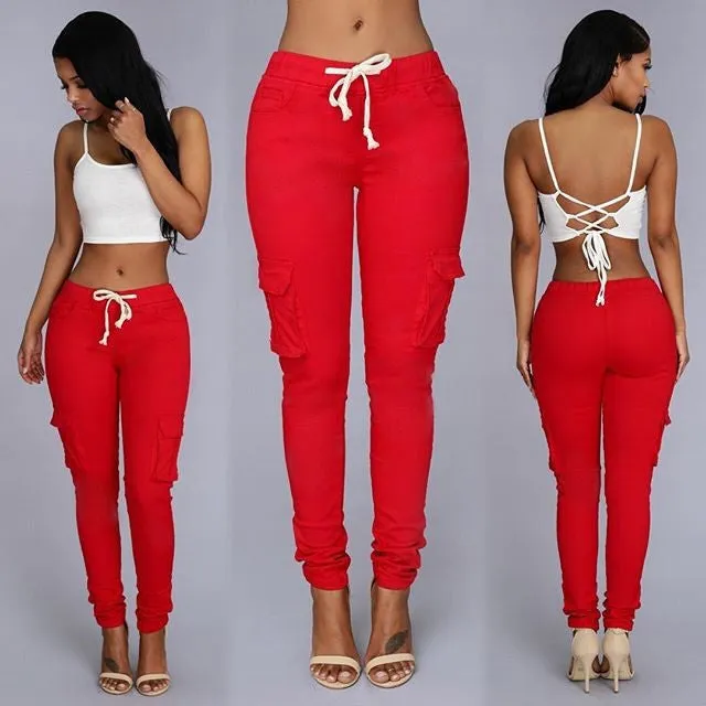 Slim Fit Cargo Pants for Women