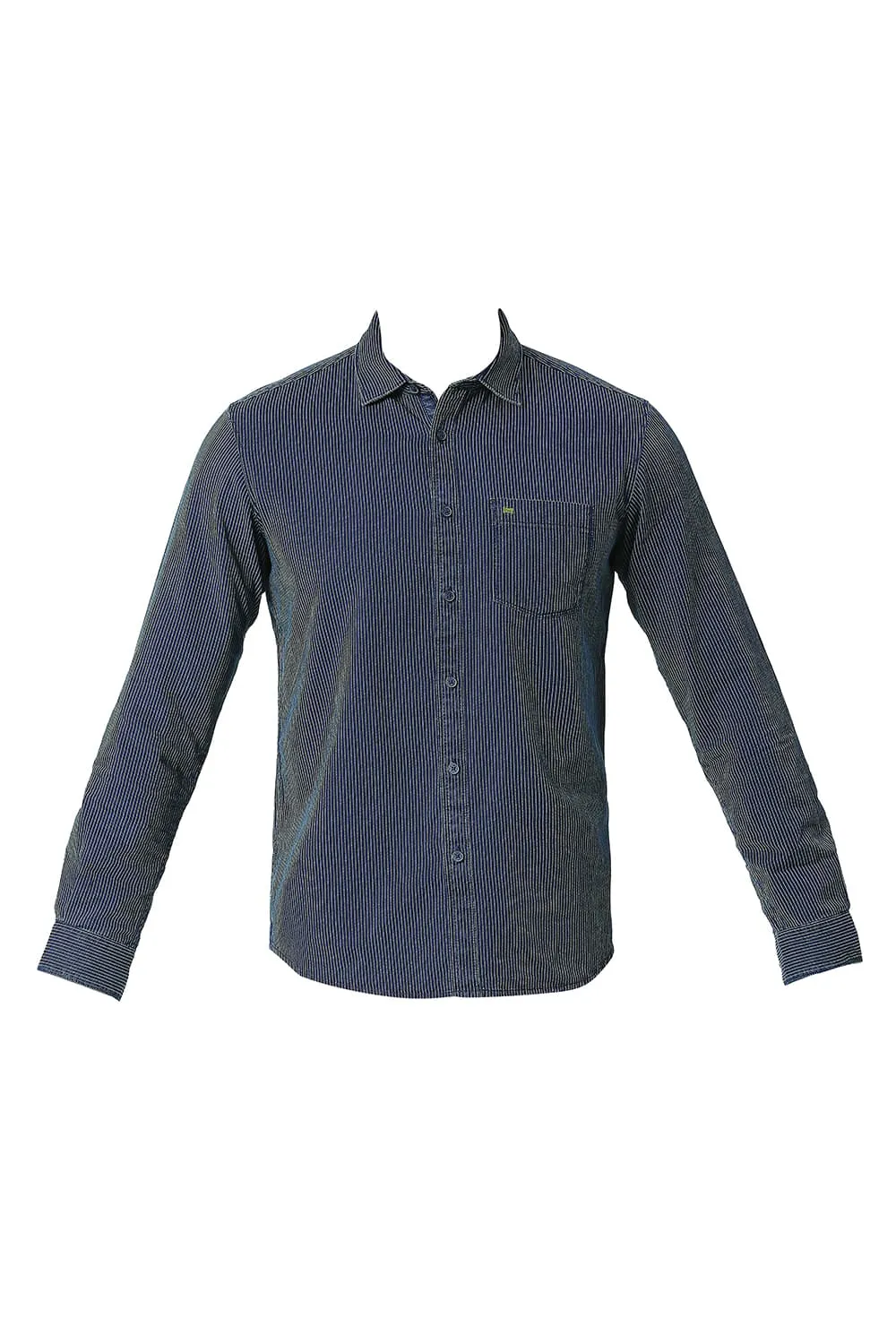 Slim Fit Cotton Indigo Stripe Shirt